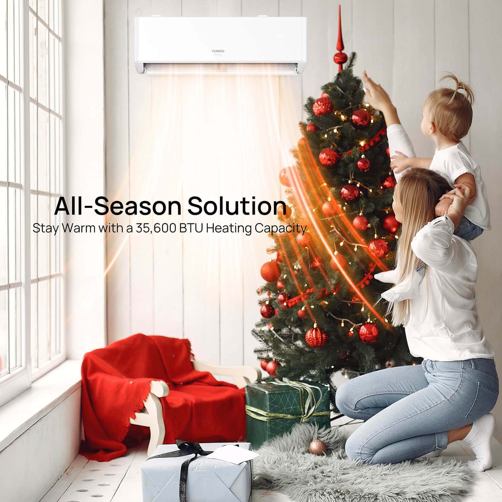 Wall-mounted mini split AC with heating airflow