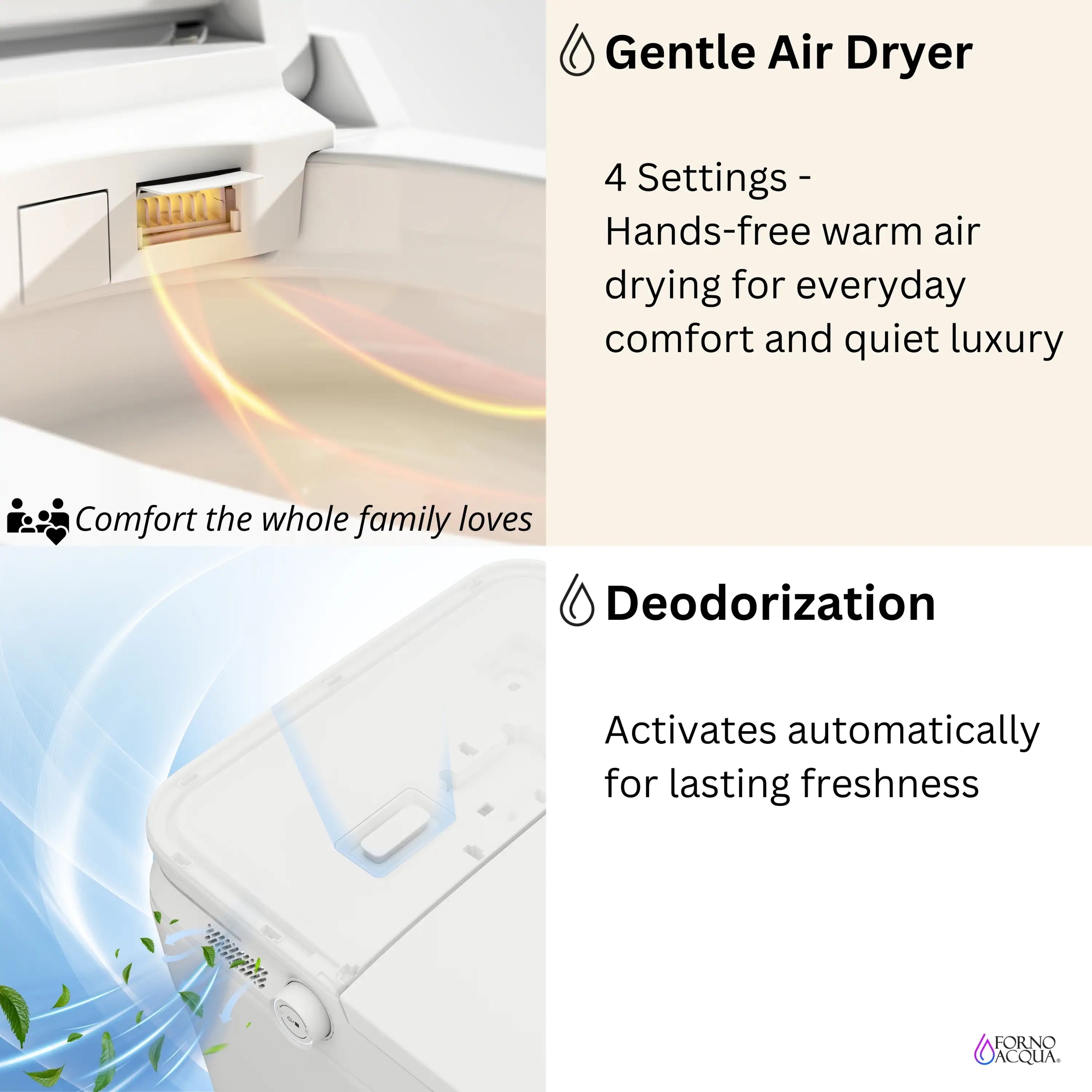 Smart toilet with air dryer nozzle and deodorization feature