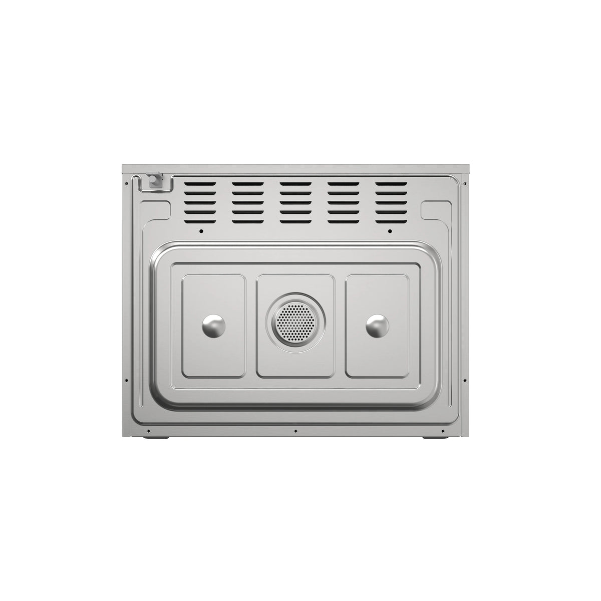 Built-in air fry microwave oven interior rear panel with vent grille and circular fan