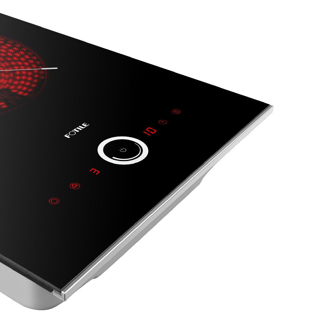 Fotile 12-Inch Domino Series Built-In Electric Radiant Cooktop with Single/Dual-Ring Heating Zone, 9 Power Levels, and Touch Control in SCHOTT Black Ceramic Glass (EEG30101)
