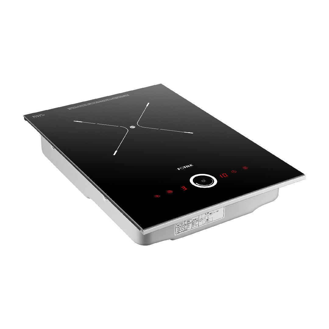 Fotile 12-Inch Domino Series Built-In Induction Cooktop with Single Heating Zone, 9 Power Levels, Boost Function, and Touch Control in SCHOTT Black Ceramic Glass (EIG30102)