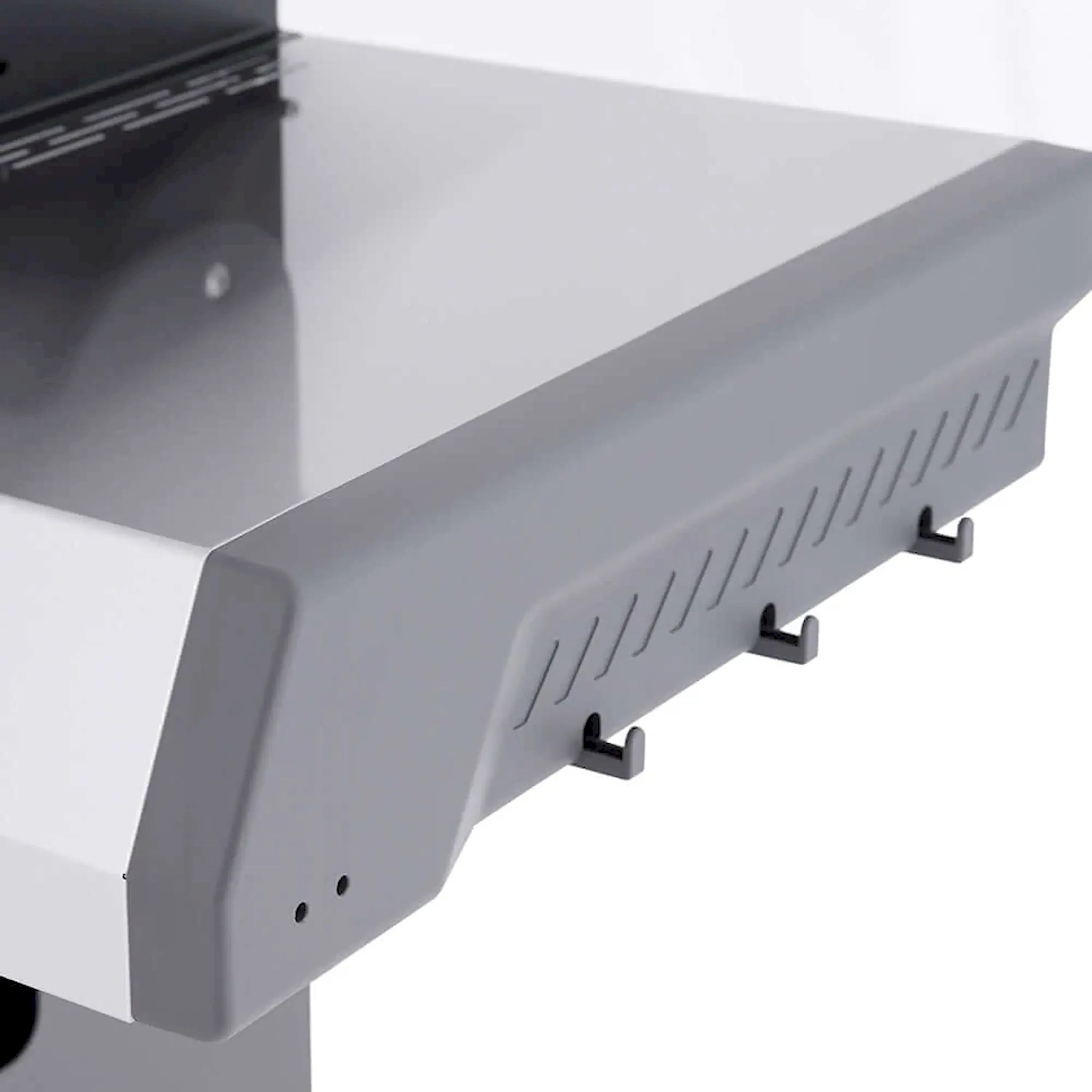 Stainless steel grill lid vent panel with evenly spaced air slots