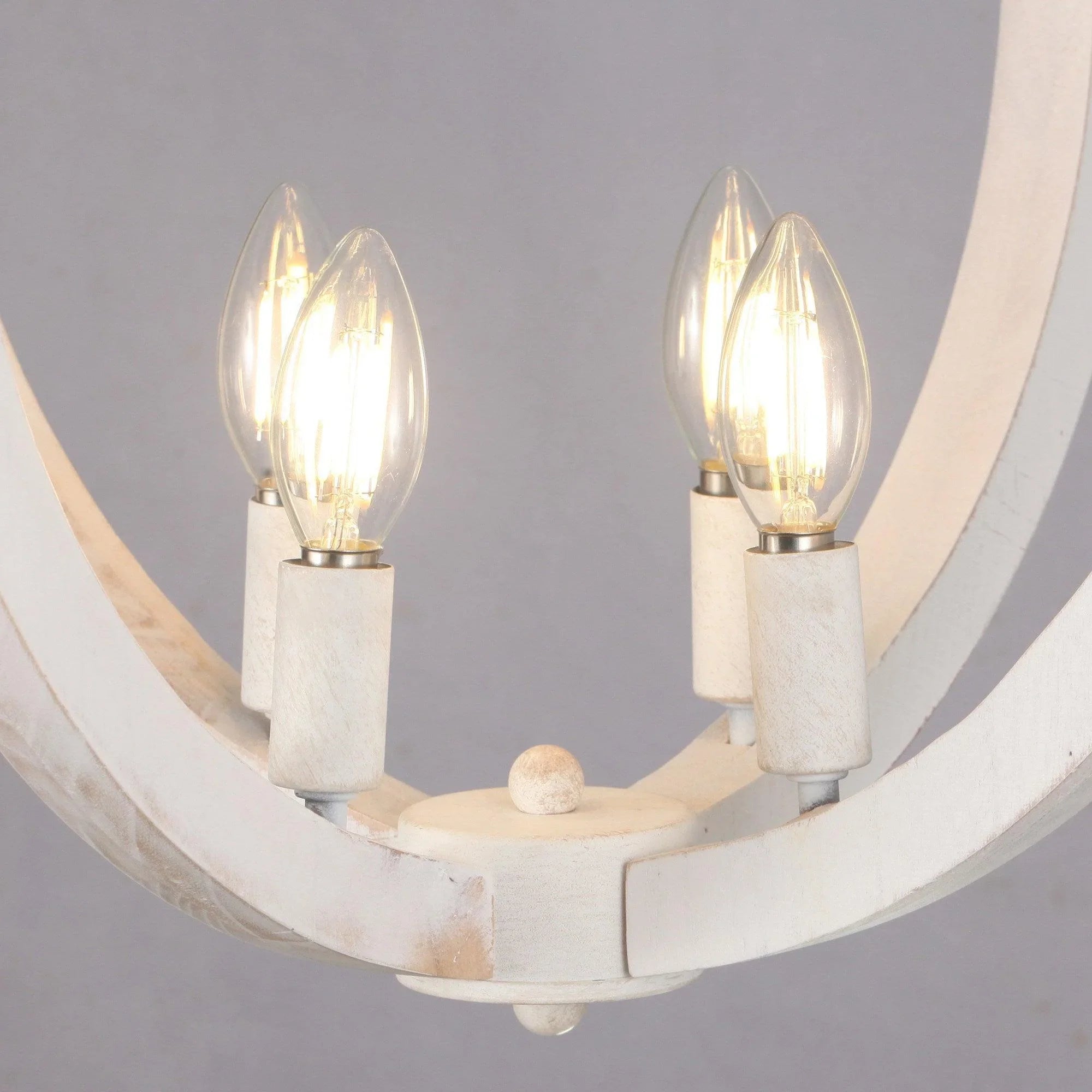White modern ceiling fan light kit with multiple teardrop bulbs and motor housing
