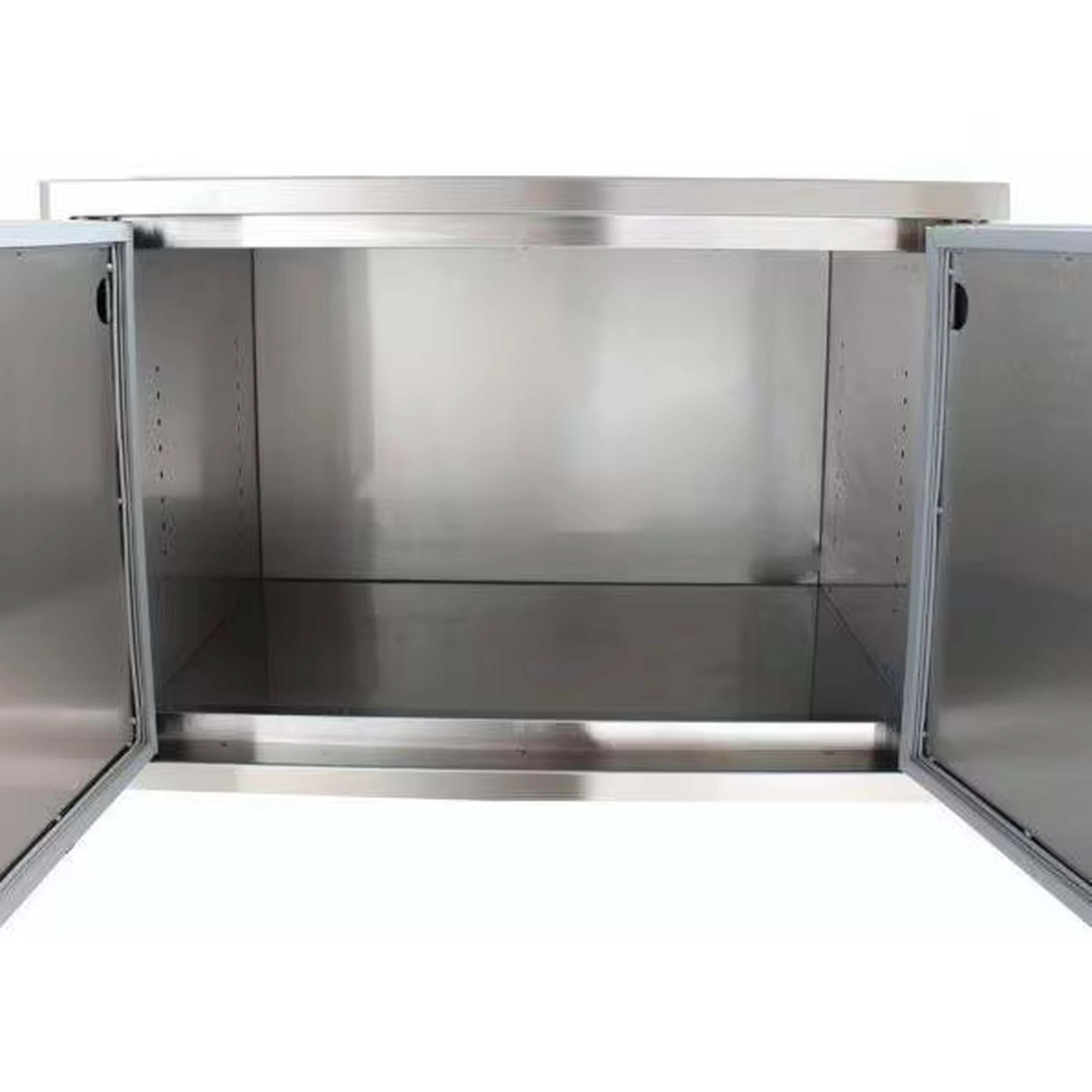 Stainless steel dry storage pantry interior with adjustable shelf