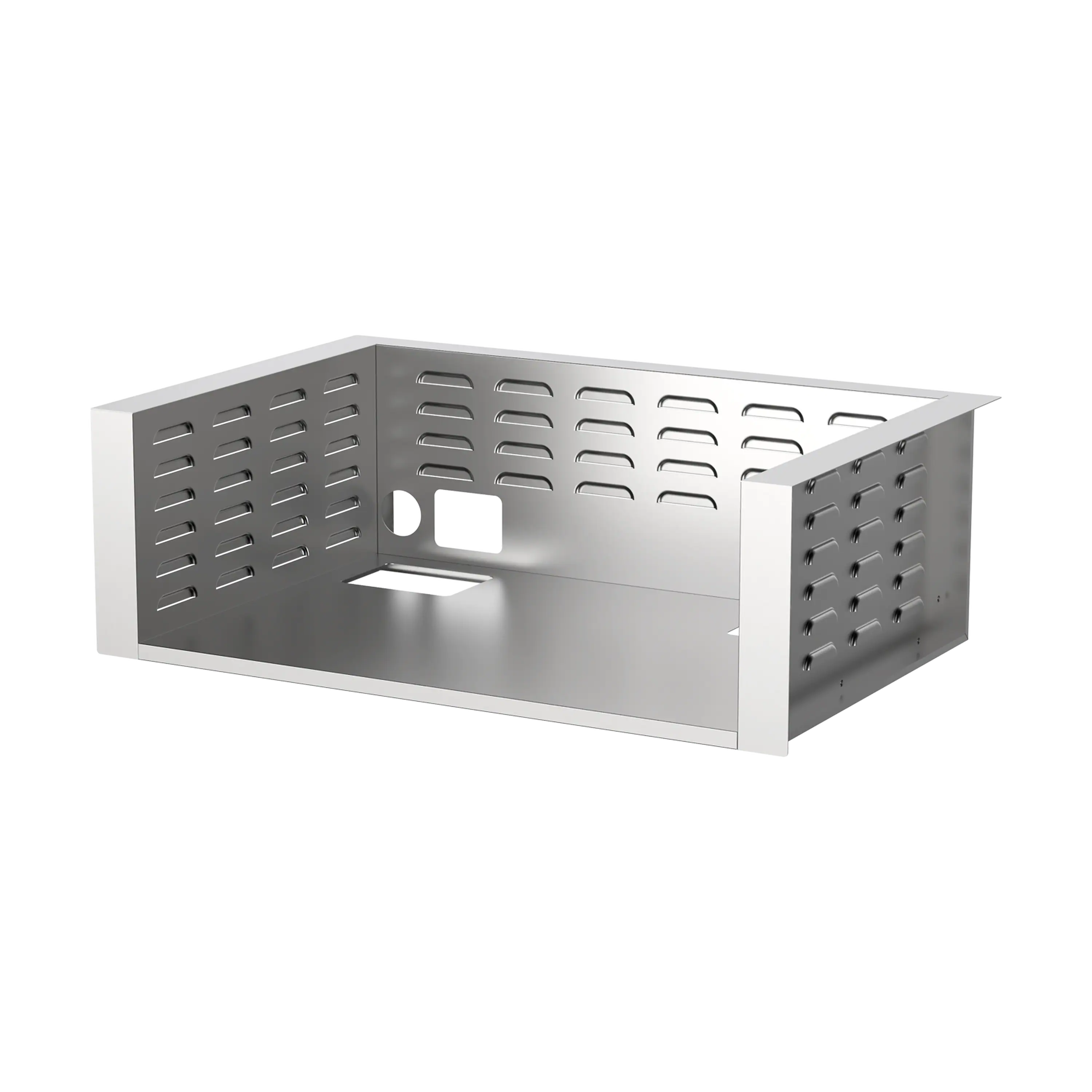 Stainless steel insulated jacket with open front and perforated side panels