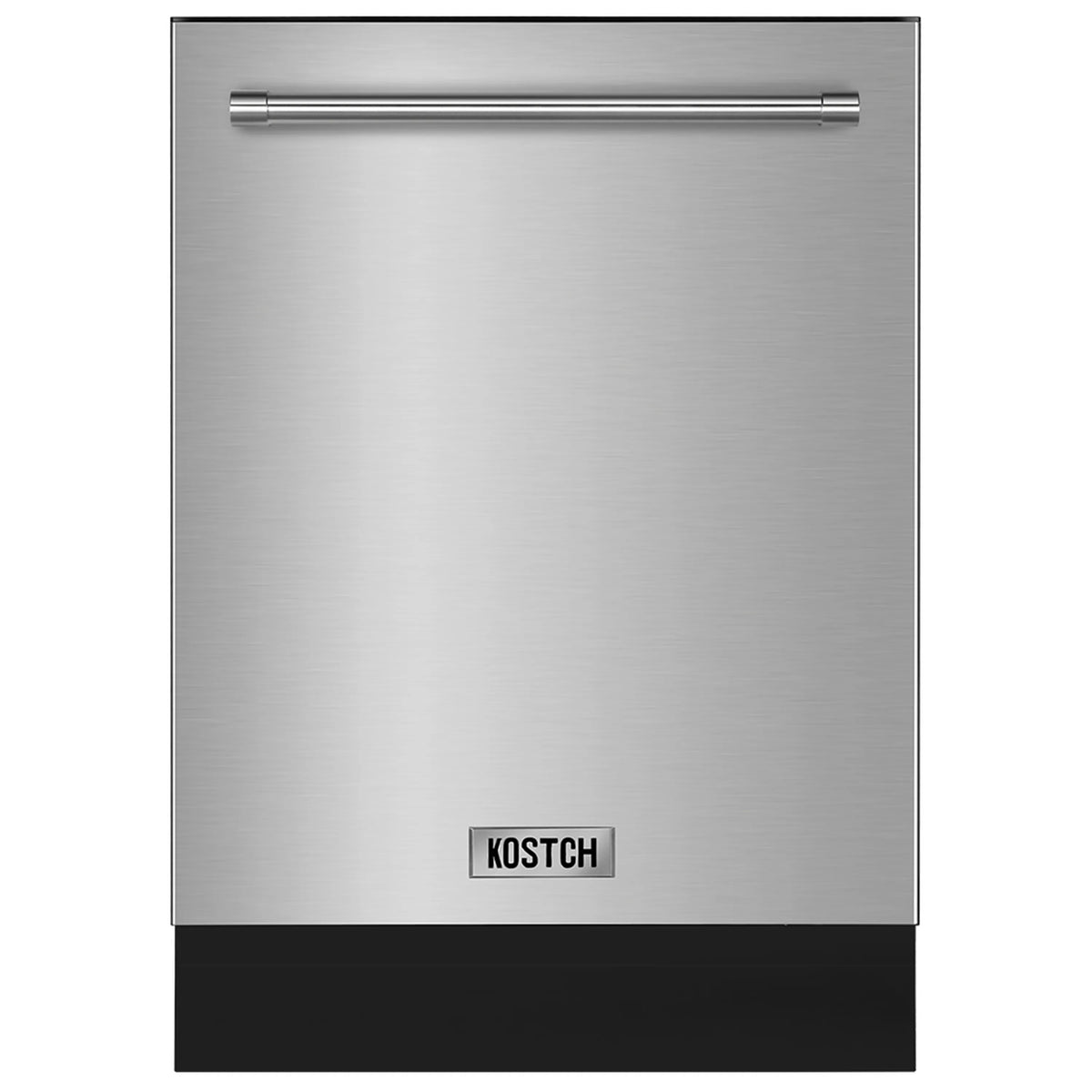 Stainless steel built-in dishwasher front panel with horizontal handle and KOSTCH logo