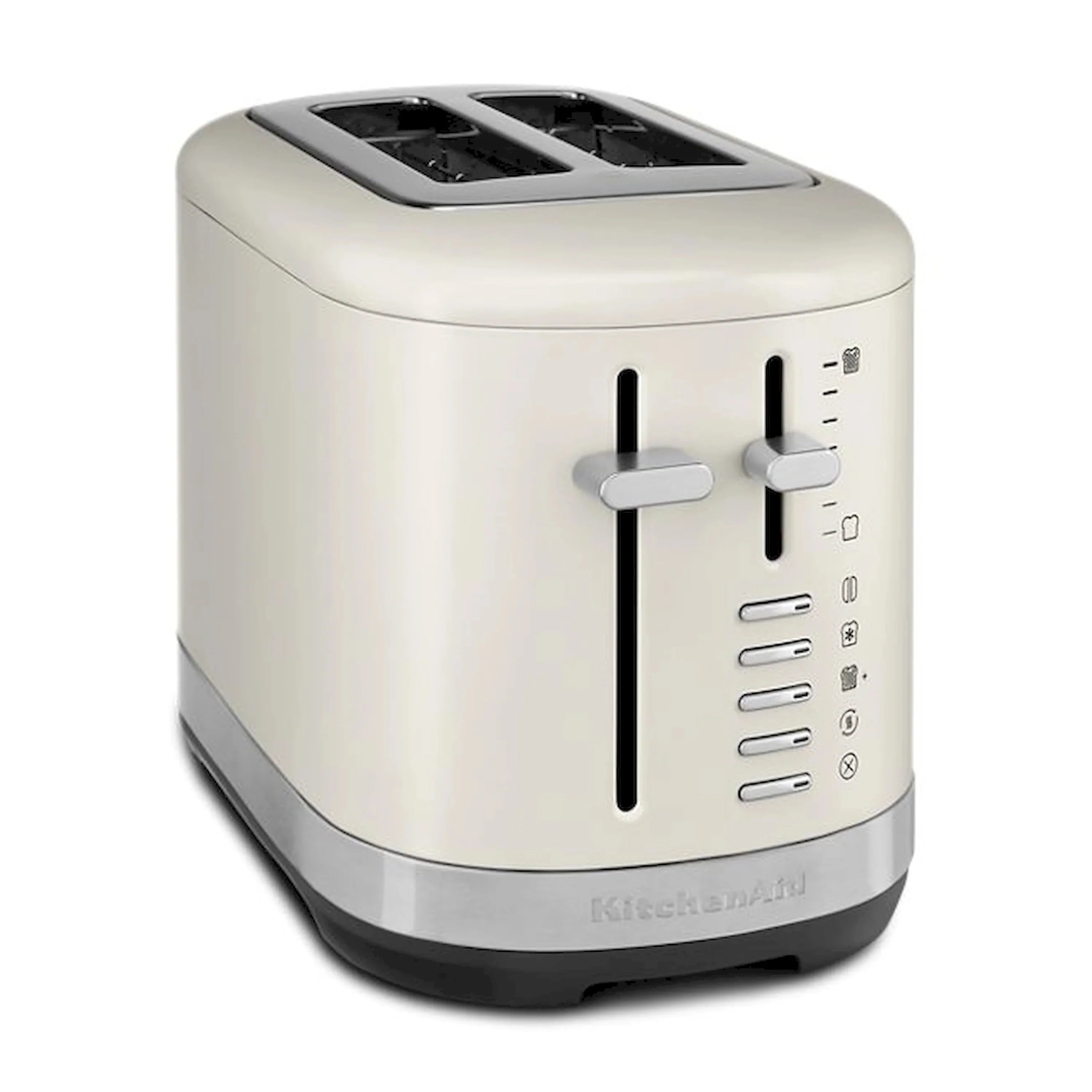 KitchenAid 2-slice toaster in porcelain white, with two slots and side dial controls