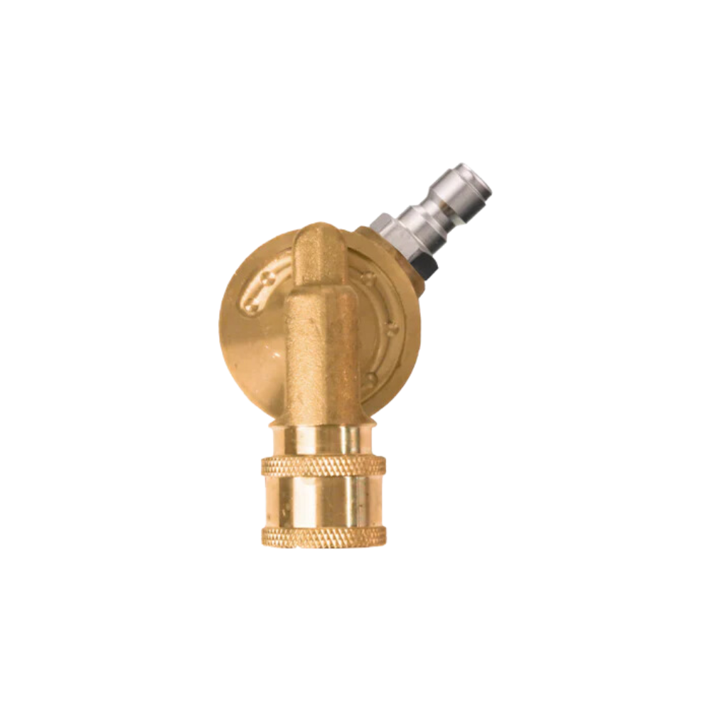 Brass pressure washer pivoting coupler with 2 quick-connect fittings