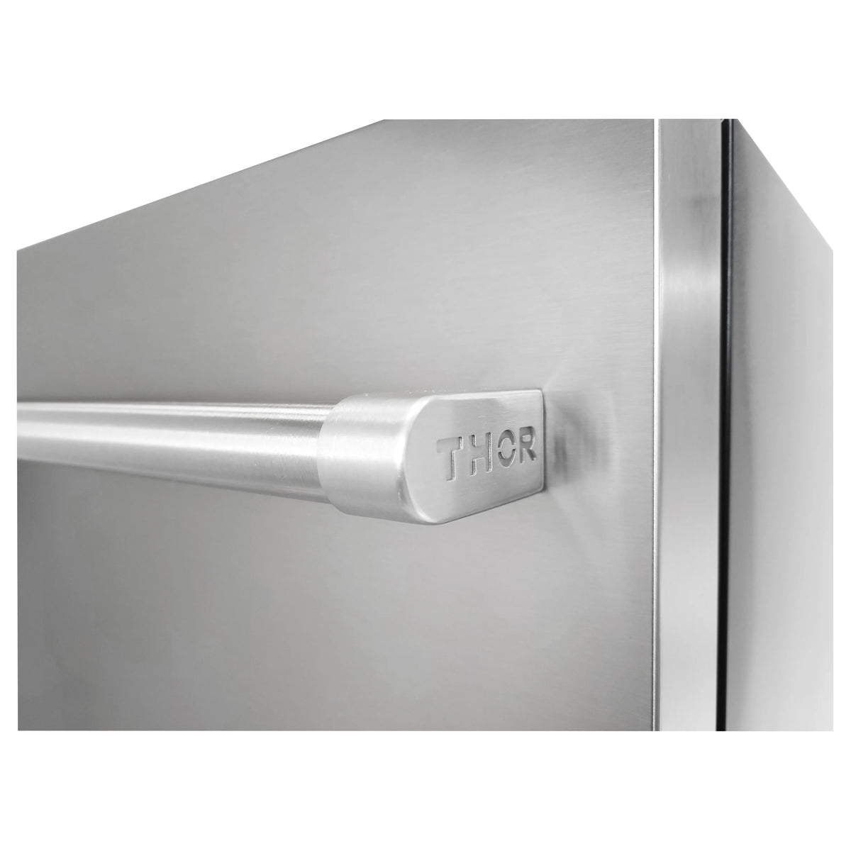 Stainless steel freezer drawer with THOR push-button latch on front panel