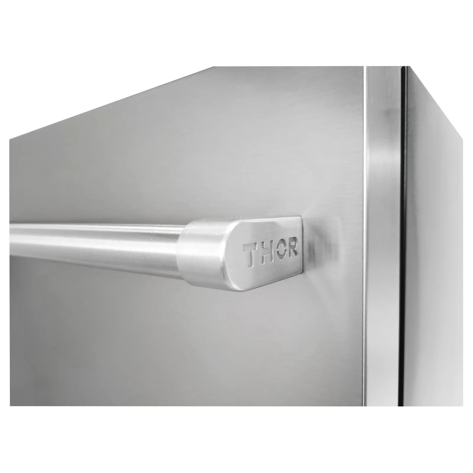 Stainless steel door with recessed THOR logo and horizontal metal handle