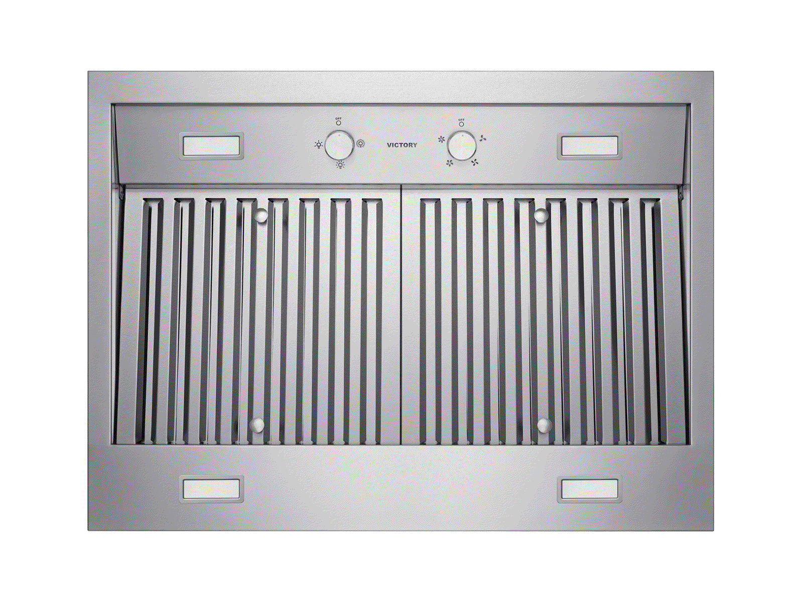 Stainless steel wall-mount range hood with vertical baffle filter panel