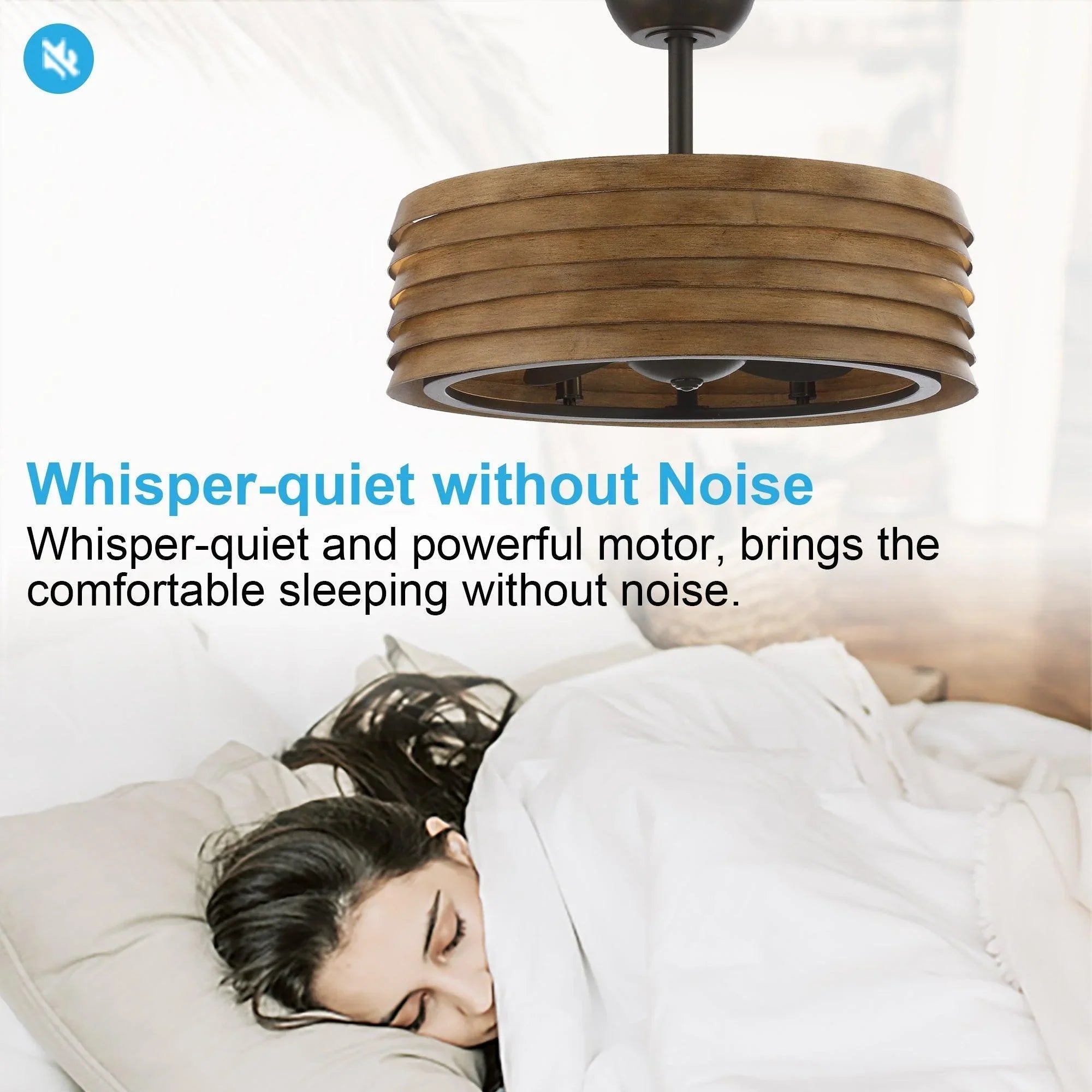 Brown ceiling fan with circular light fixture and ribbed blades