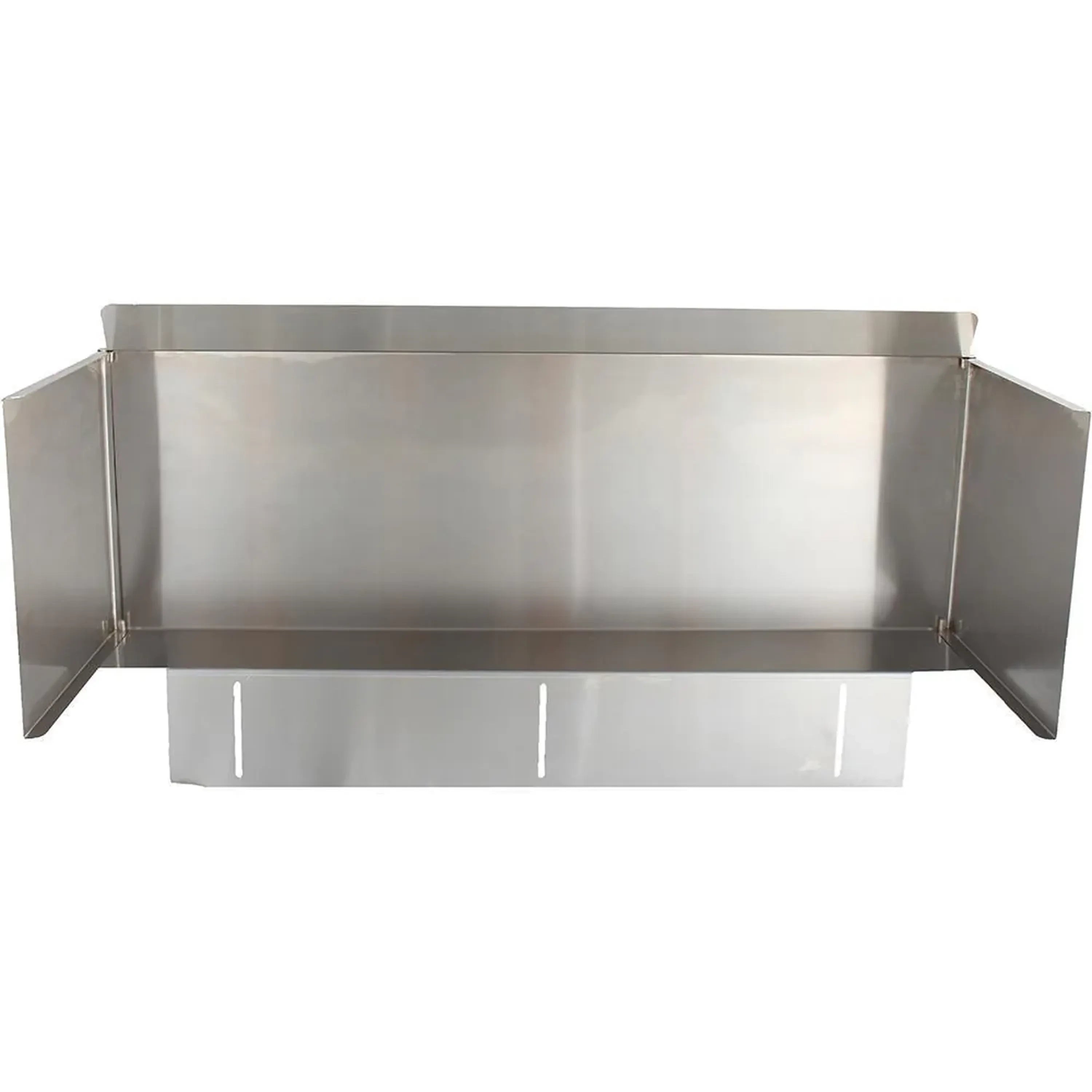 Stainless steel wind guard panel for two-burner gas grills, open front