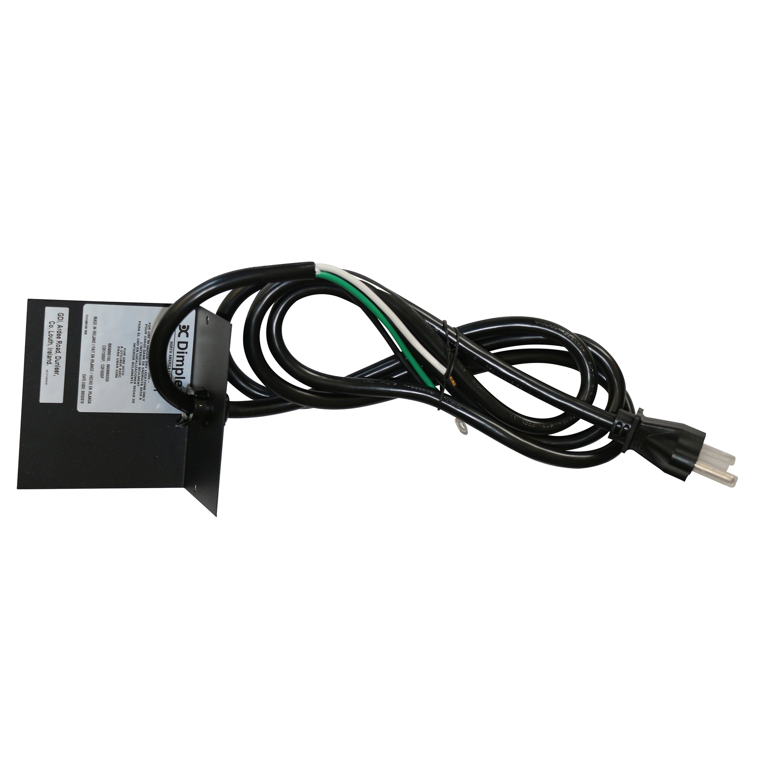 Dimplex Opti-Myst plug kit, black control box with cord and two-pin plug