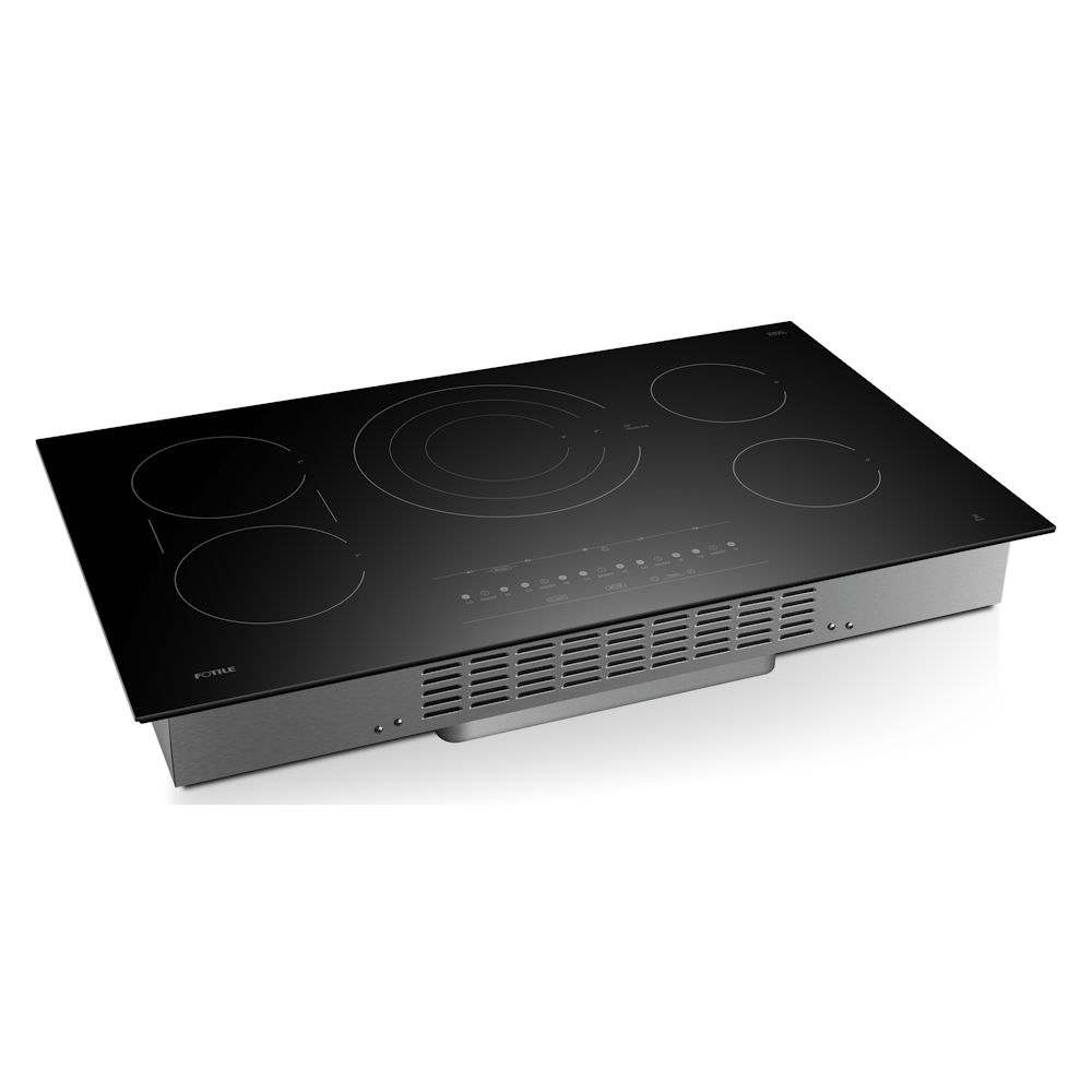 Fotile 36-Inch InstantHeat Series Built-In Electric Radiant Cooktop with 5 Heating Zones, 3,600W Tri-Ring Burner, Bridge Elements, 9 Power Levels in SCHOTT CERAN Black Ceramic Glass (EEG36511)