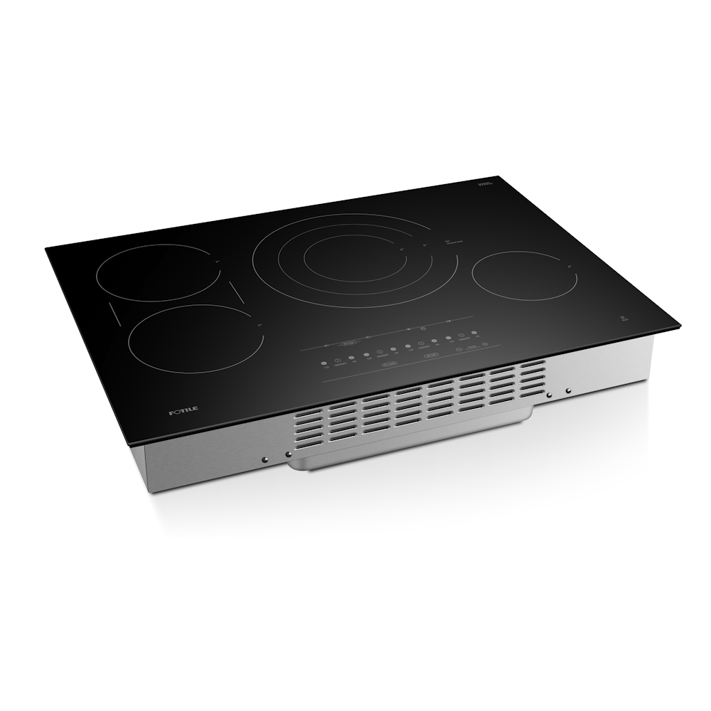 Fotile 30-Inch InstantHeat Series Built-In Electric Radiant Cooktop with 4 Heating Zones, 3,600W Tri-Ring Burner, Bridge Elements, 9 Power Levels, and SynCook Range Hood Sync in SCHOTT CERAN Black Ceramic Glass (EEG30411)
