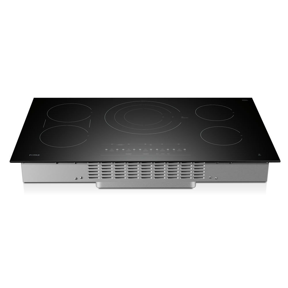 Fotile 36-Inch InstantHeat Series Built-In Electric Radiant Cooktop with 5 Heating Zones, 3,600W Tri-Ring Burner, Bridge Elements, 9 Power Levels in SCHOTT CERAN Black Ceramic Glass (EEG36511)