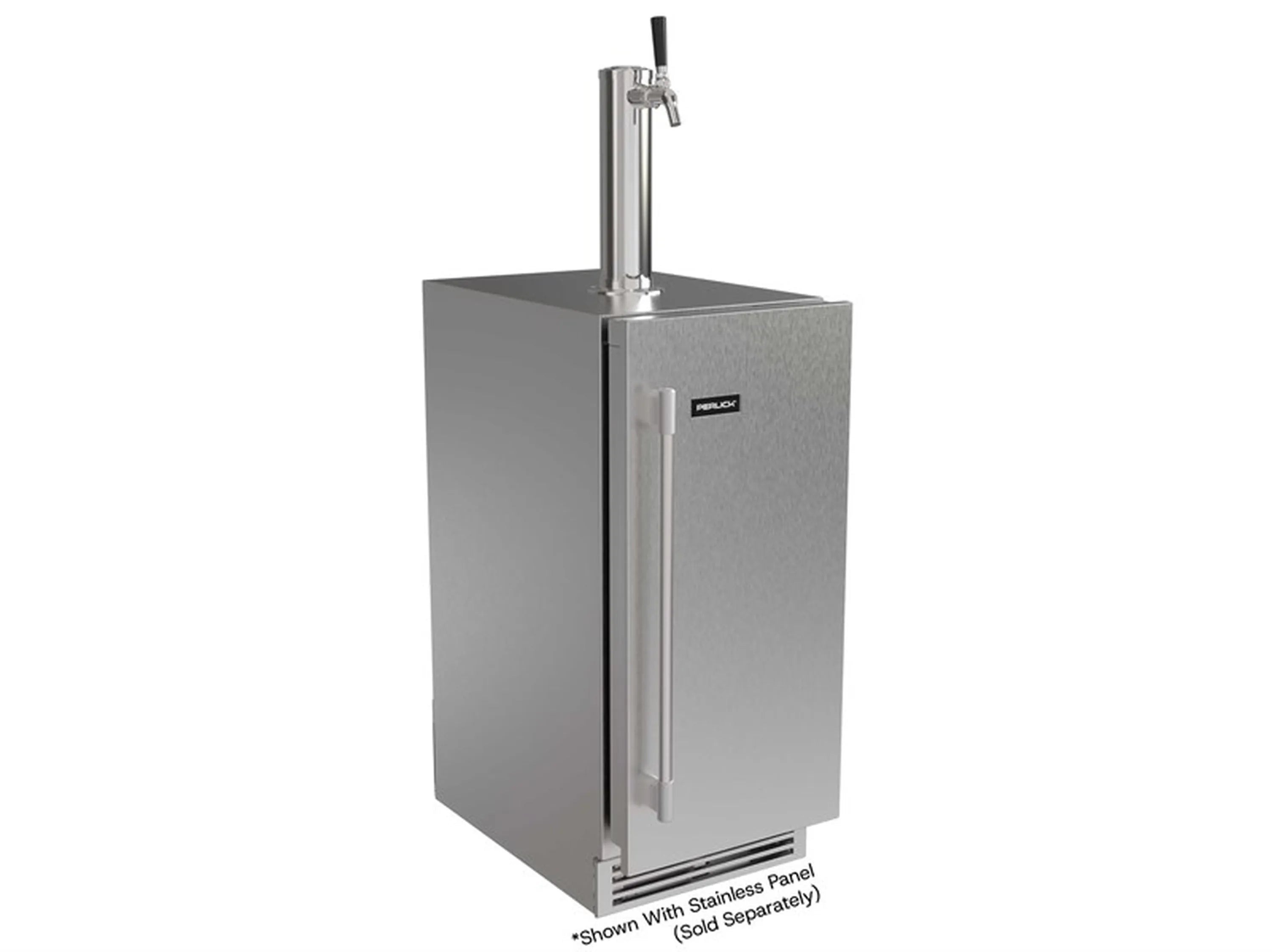 Perlick 15-inch undercounter beverage dispenser with stainless solid door and draft tower