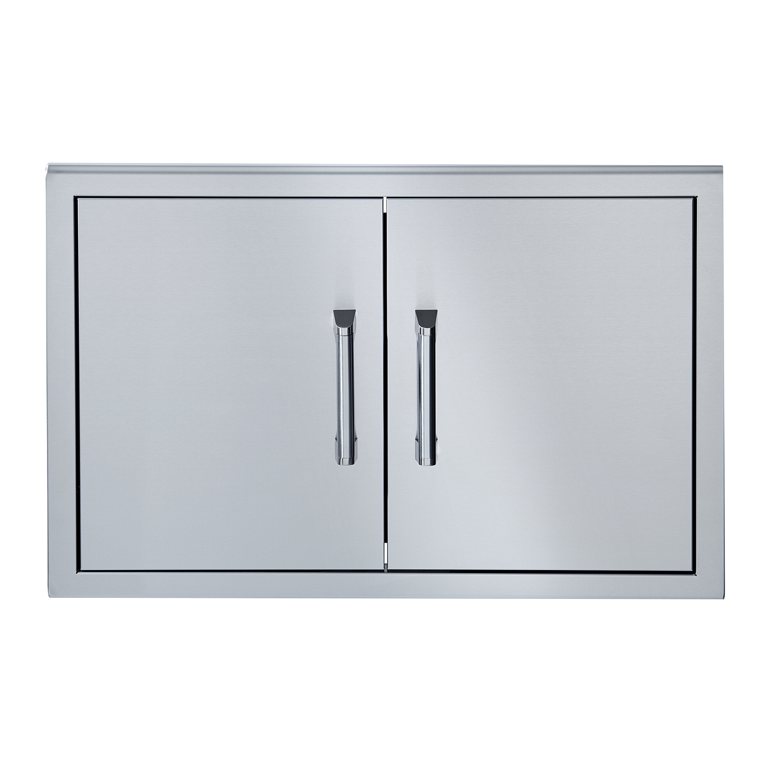 Broilmaster stainless steel double grill doors with two vertical handles and panel design