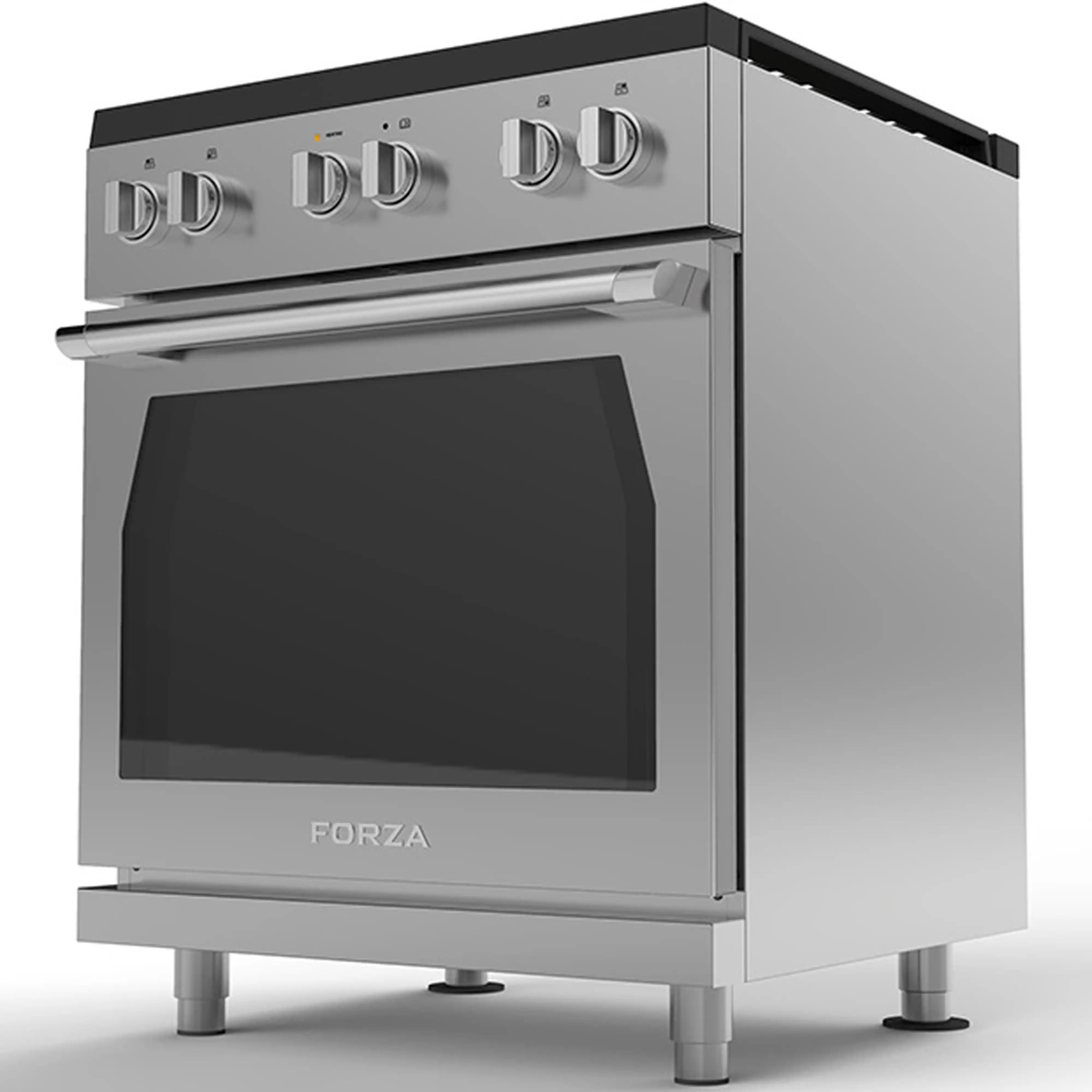 Stainless steel 30-inch all-gas range with oven door window and front knobs