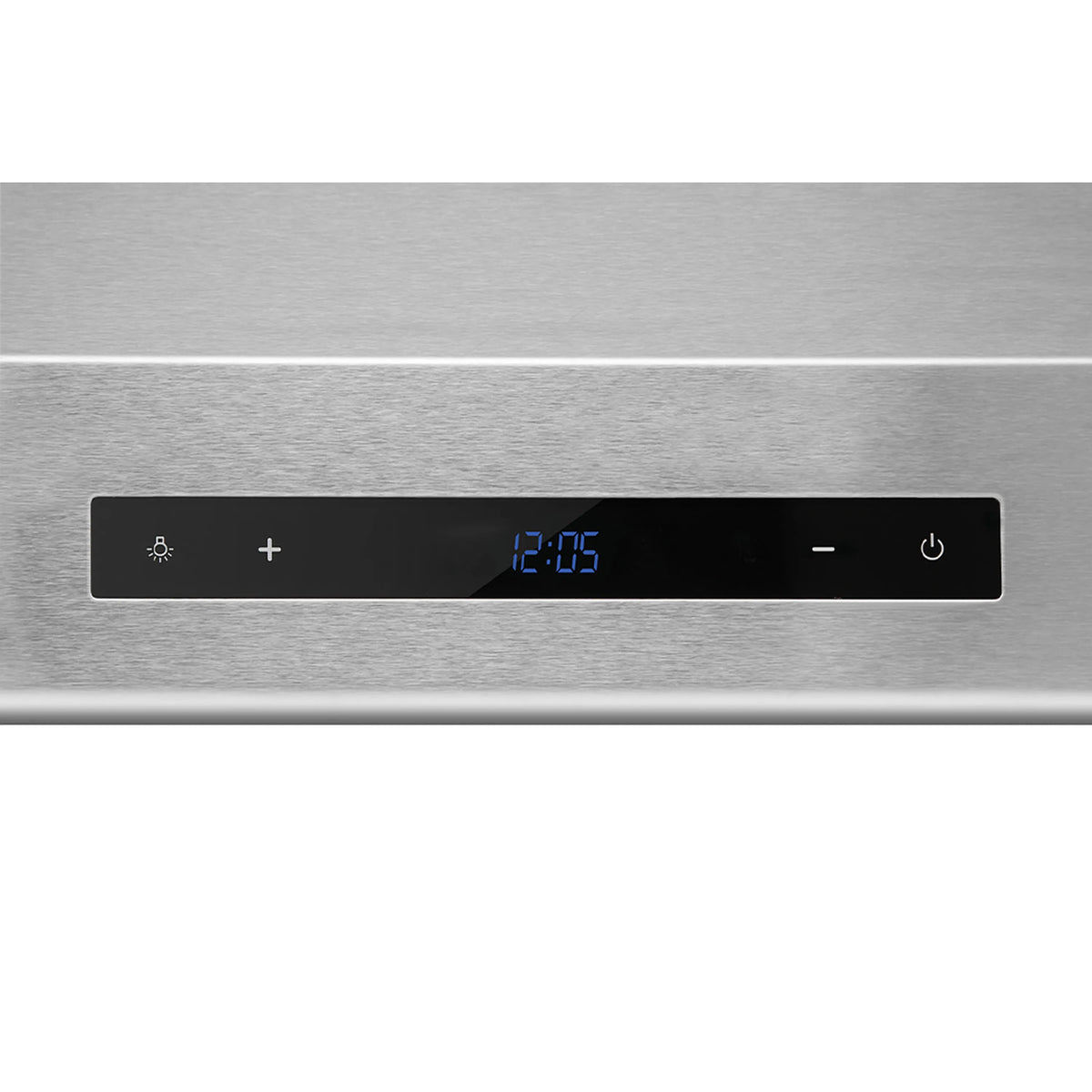 Range hood control panel with digital display and touch buttons