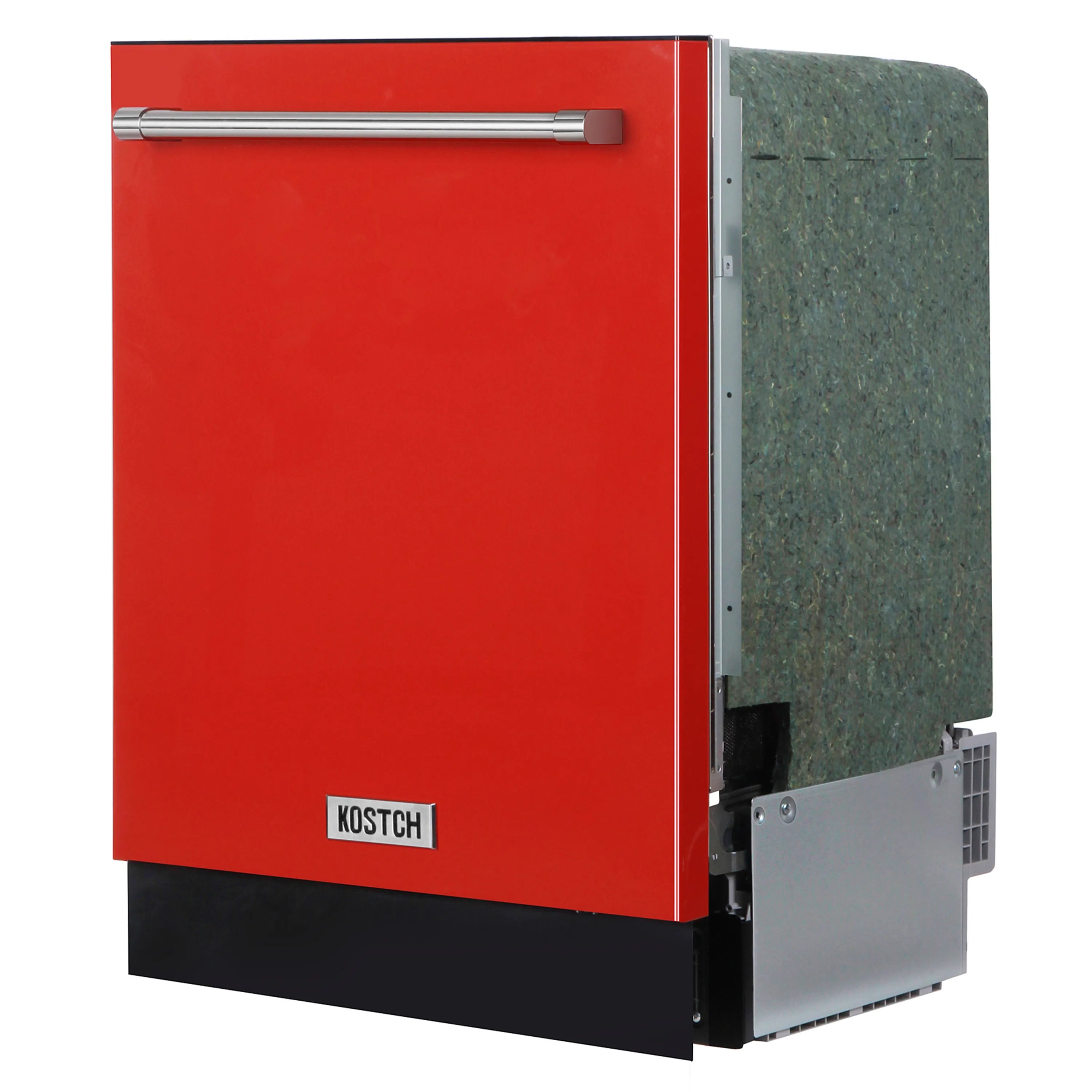 Kostch red built-in dishwasher side view with gray side panel