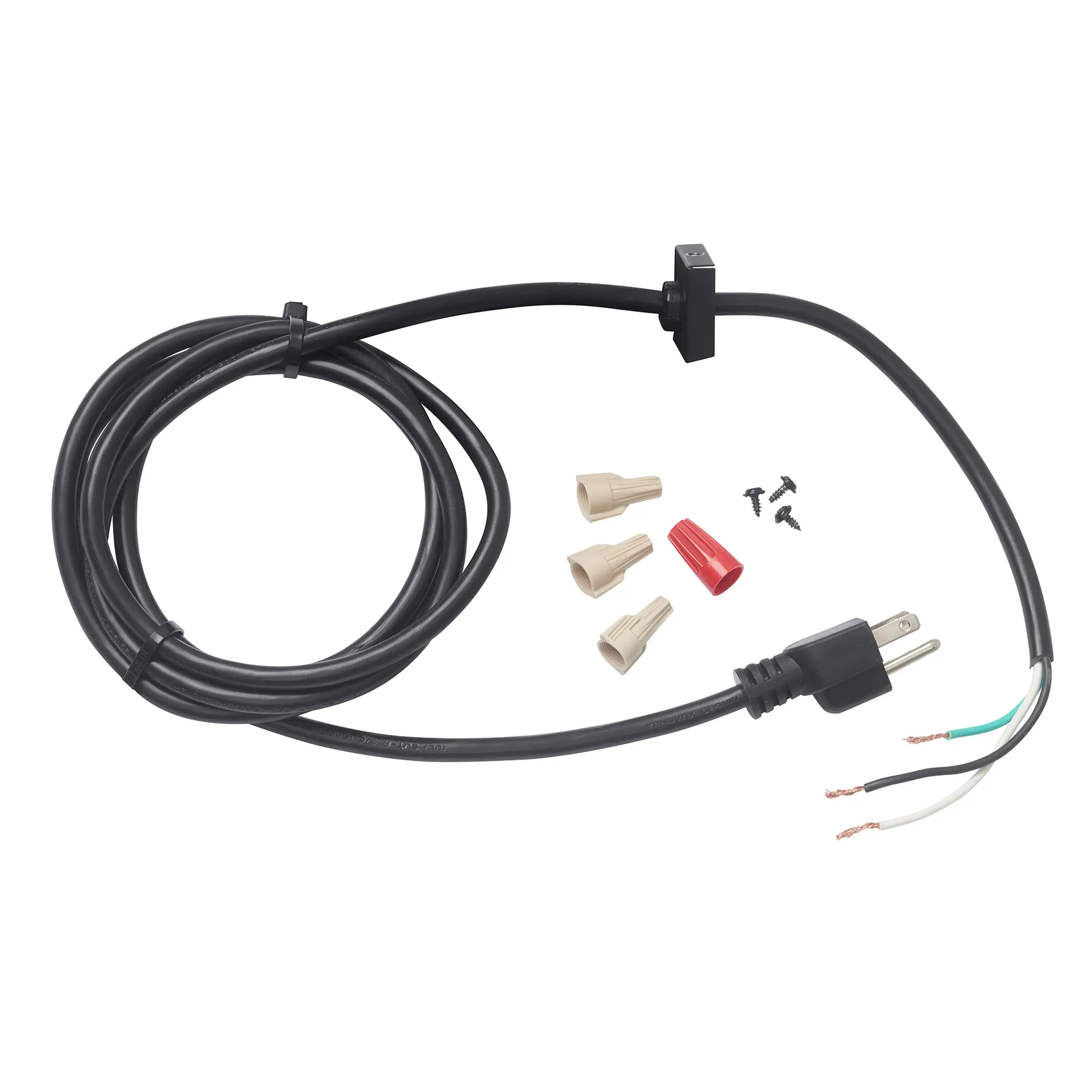 Linear electric fireplace power wiring harness with connector and terminals