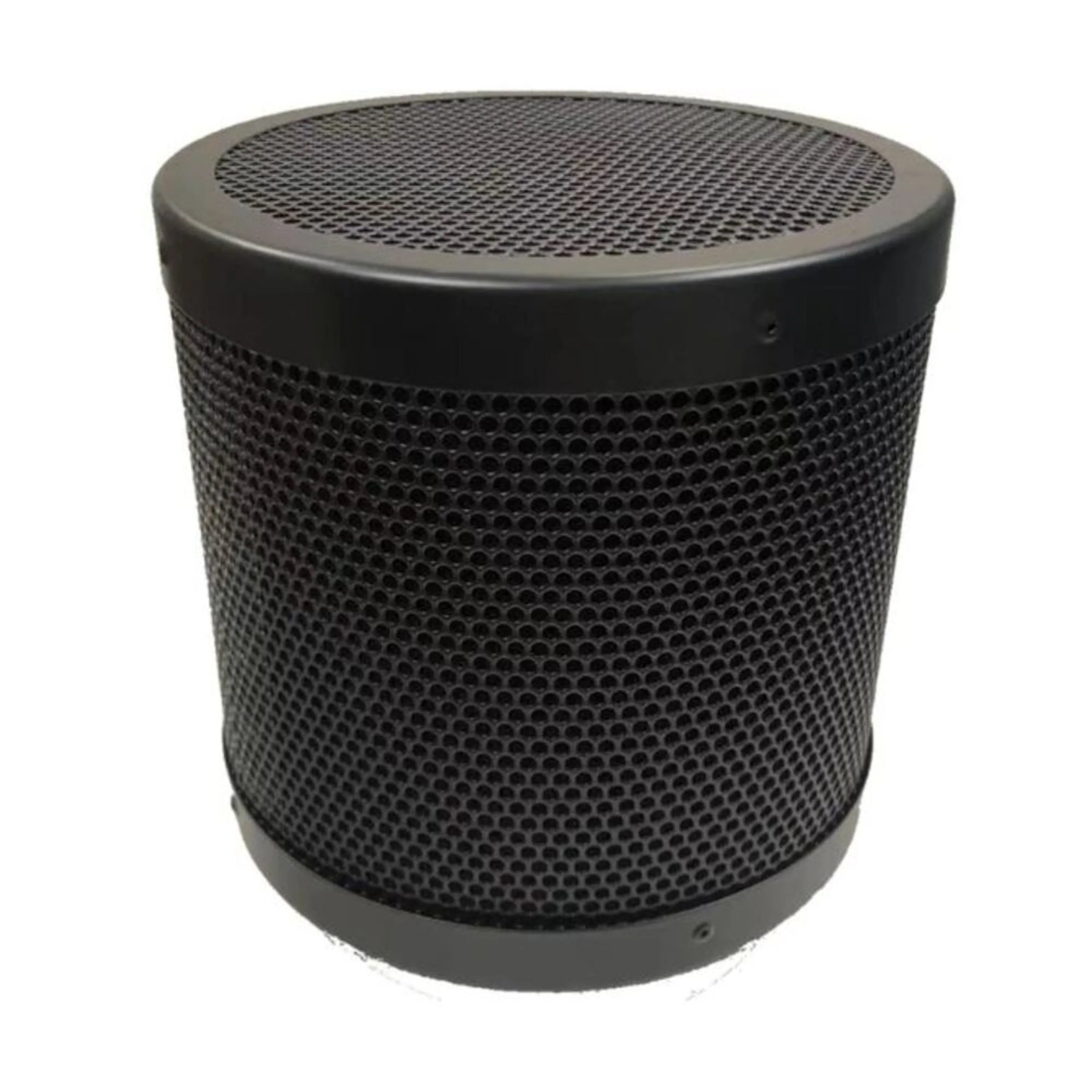 Round carbon filter kit with perforated mesh and top grille, black housing