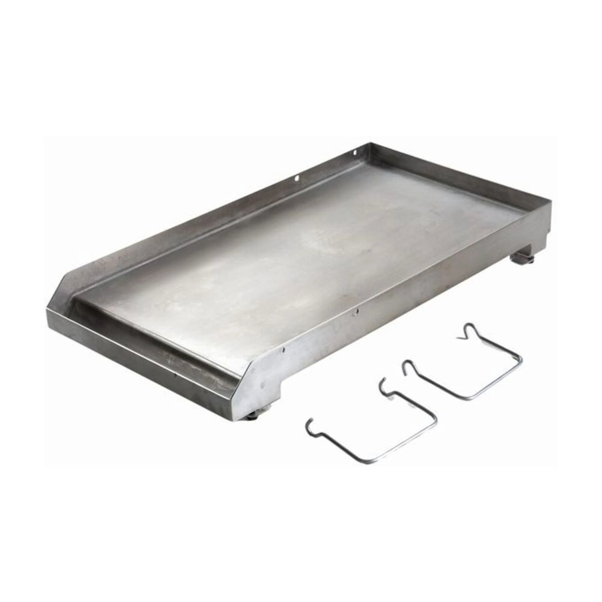Stainless steel gas range griddle with three wire brackets