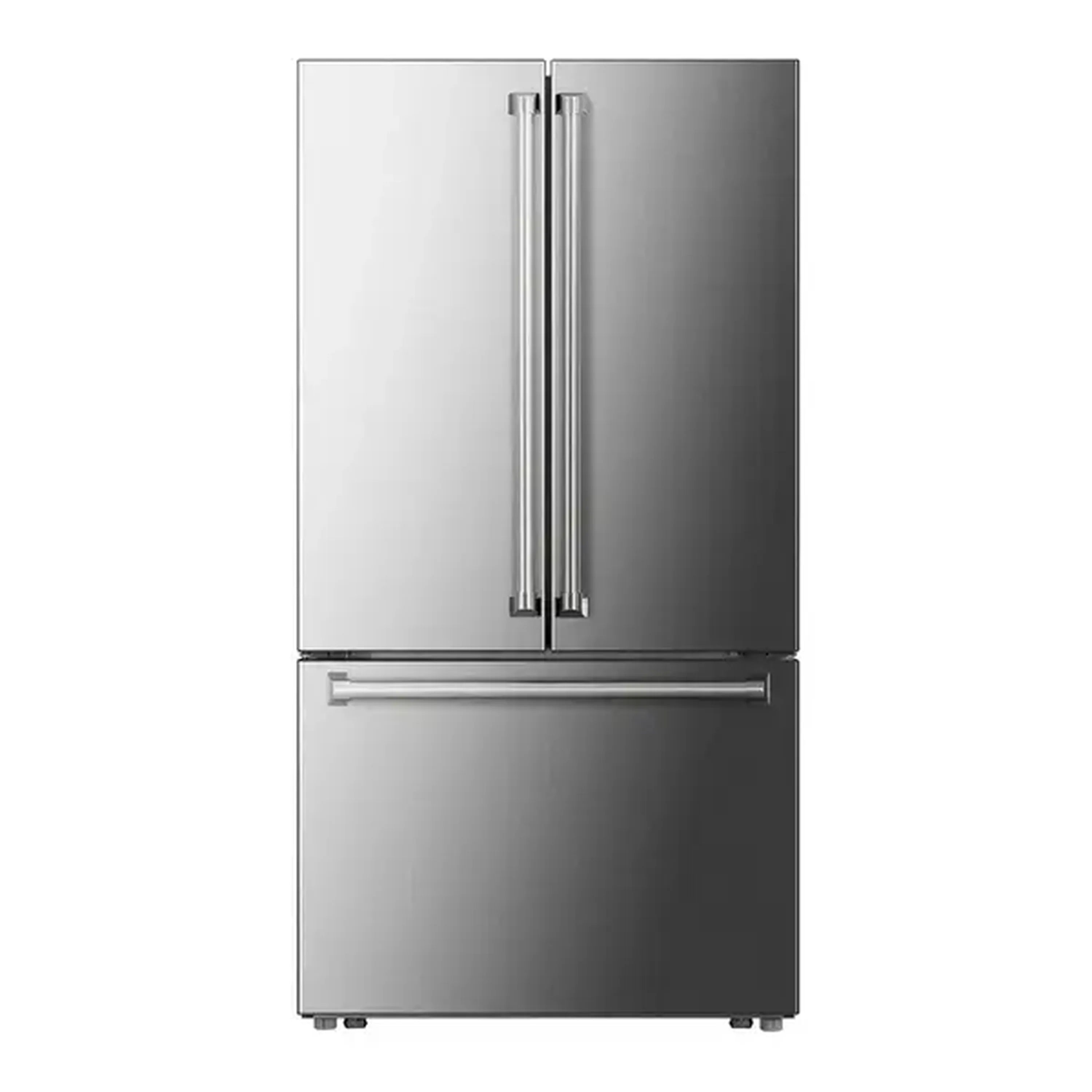 Two-door stainless French door counter-depth refrigerator with bottom freezer