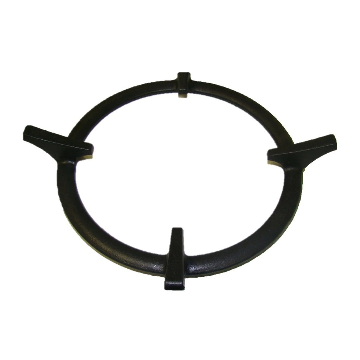 Porcelainized cast iron wok ring with three support tabs, round cooktop insert