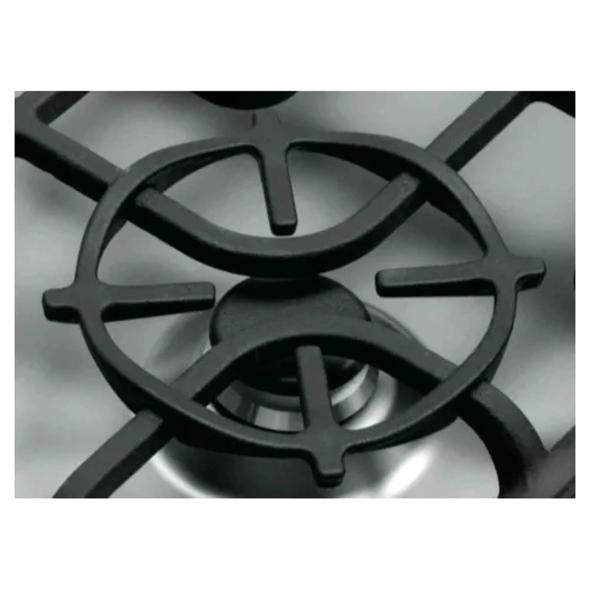 Heavy-duty cast iron pot reducer with dark stove grate ring and support arms