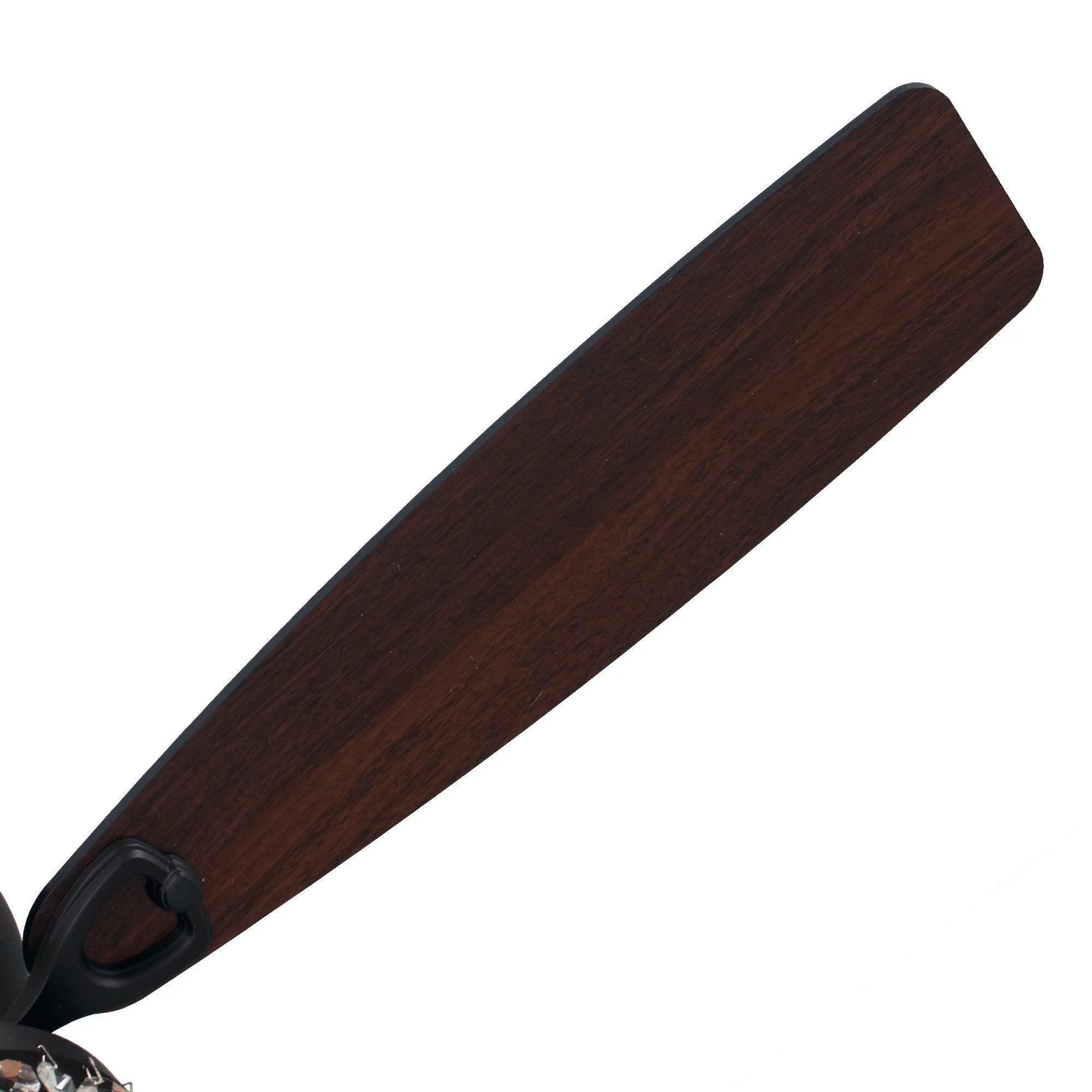 Reversible wood fan blade in dark walnut finish, close-up