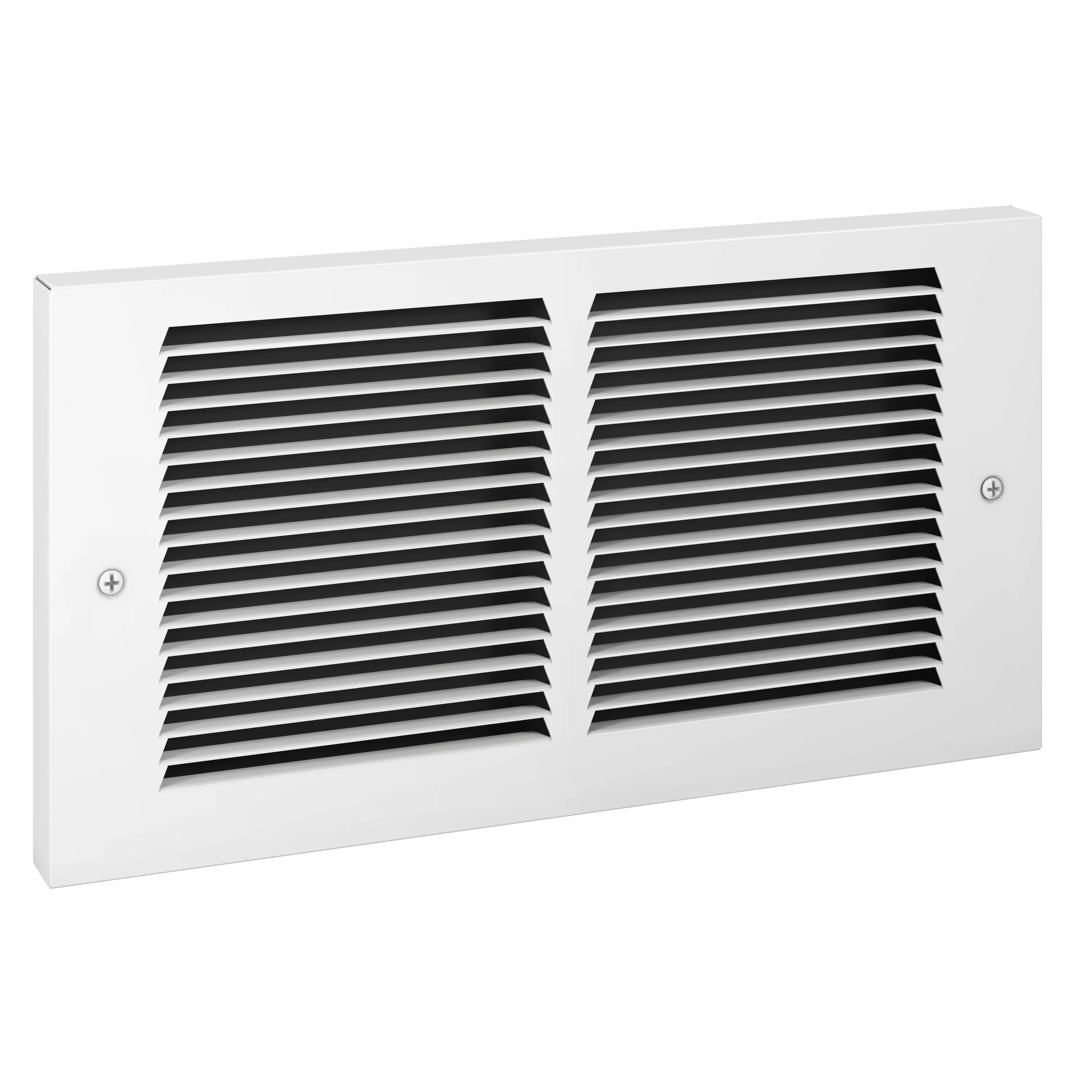 Air intake grille with white frame and two black slat louvers, angled view