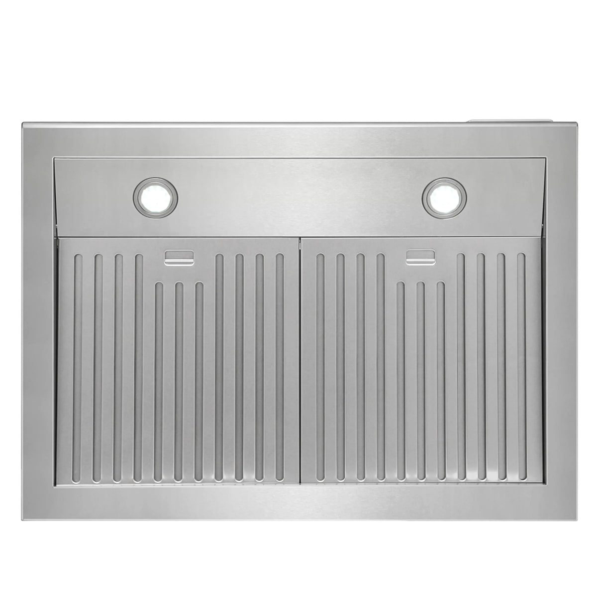 Stainless steel range hood baffle filter with two round light openings