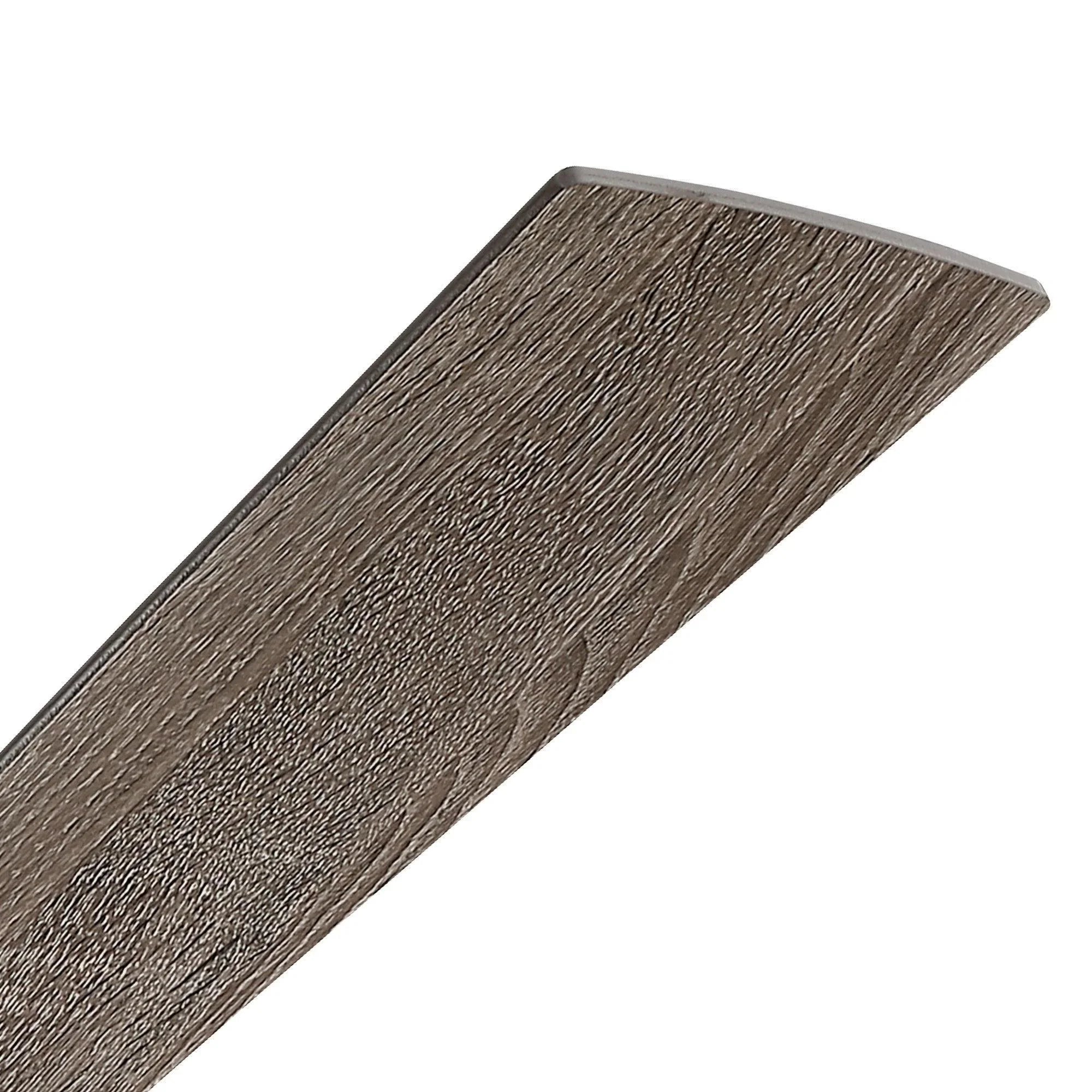 Close-up of reversible wood ceiling fan blade with textured woodgrain finish