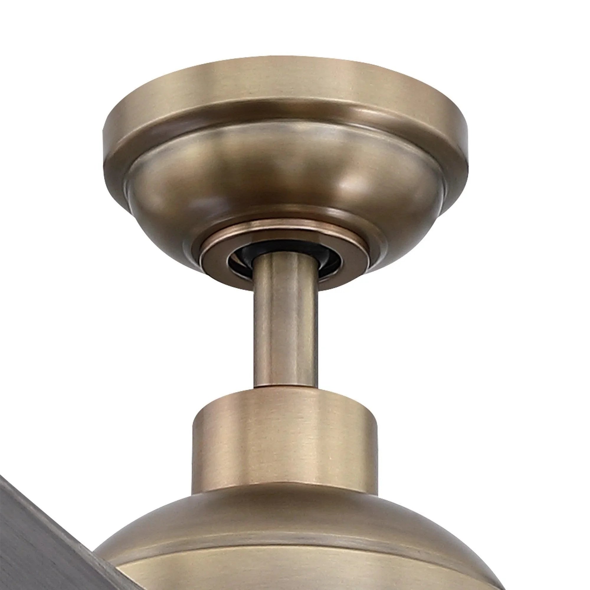 Oil-rubbed bronze ceiling fan canopy and downrod connection with motor housing