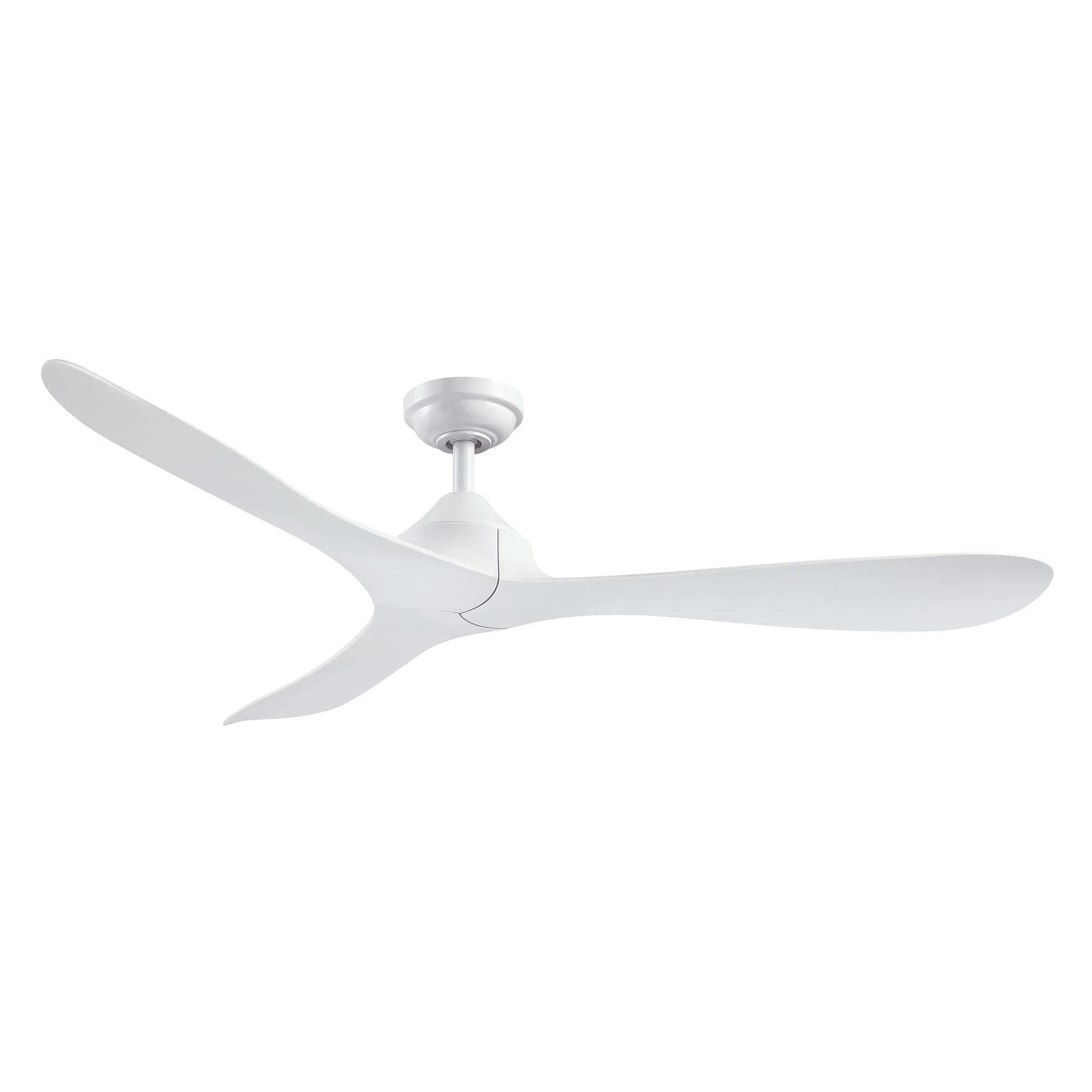 White ceiling fan with five blades and downrod mount