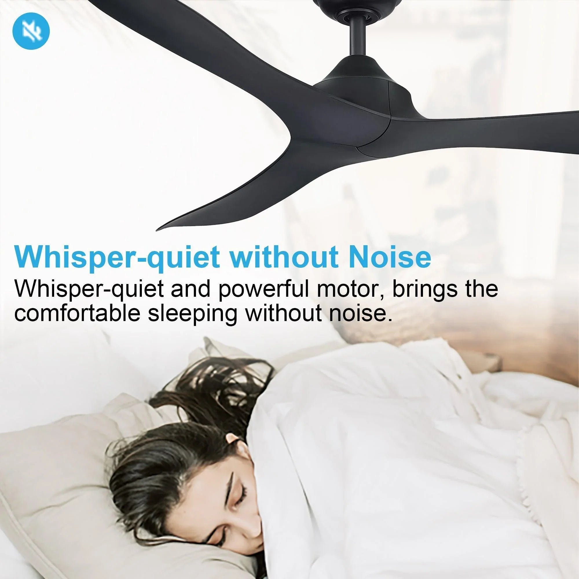 Black ceiling fan with handheld remote control
