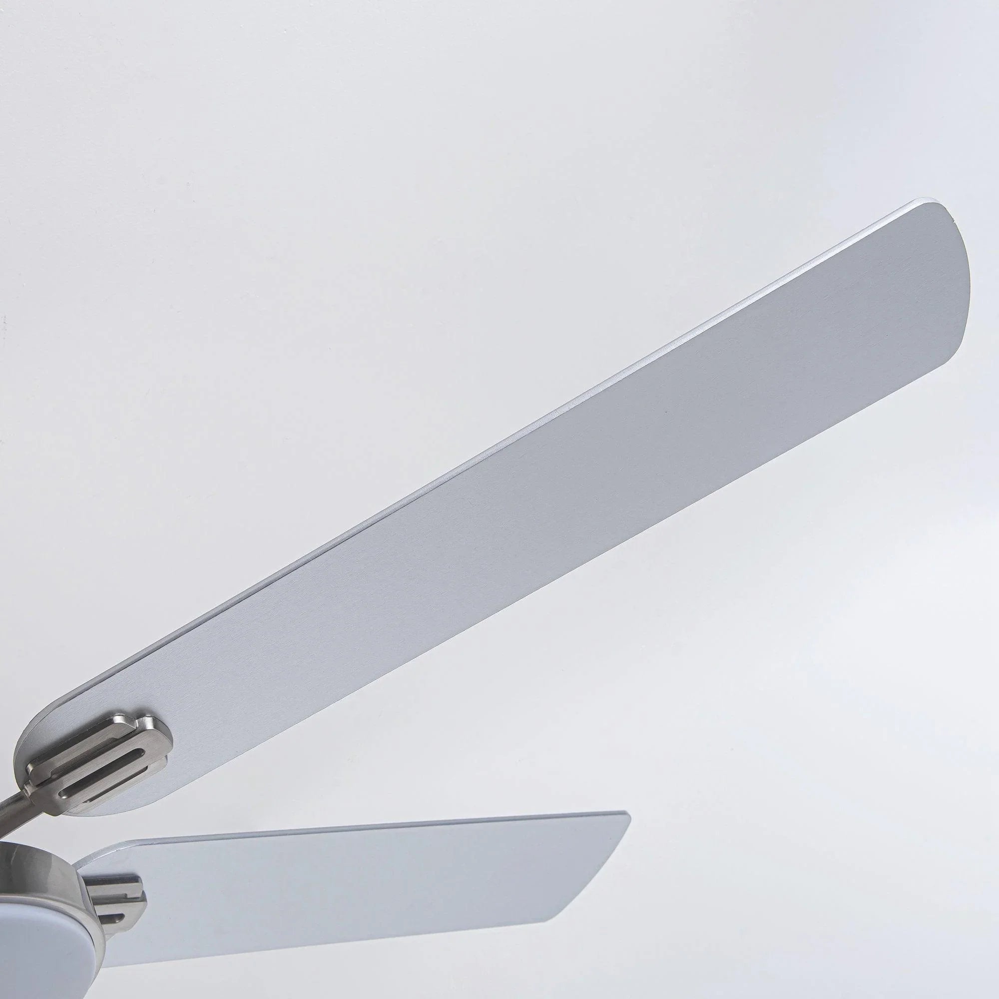 Satin nickel ceiling fan blade with side mounting bracket
