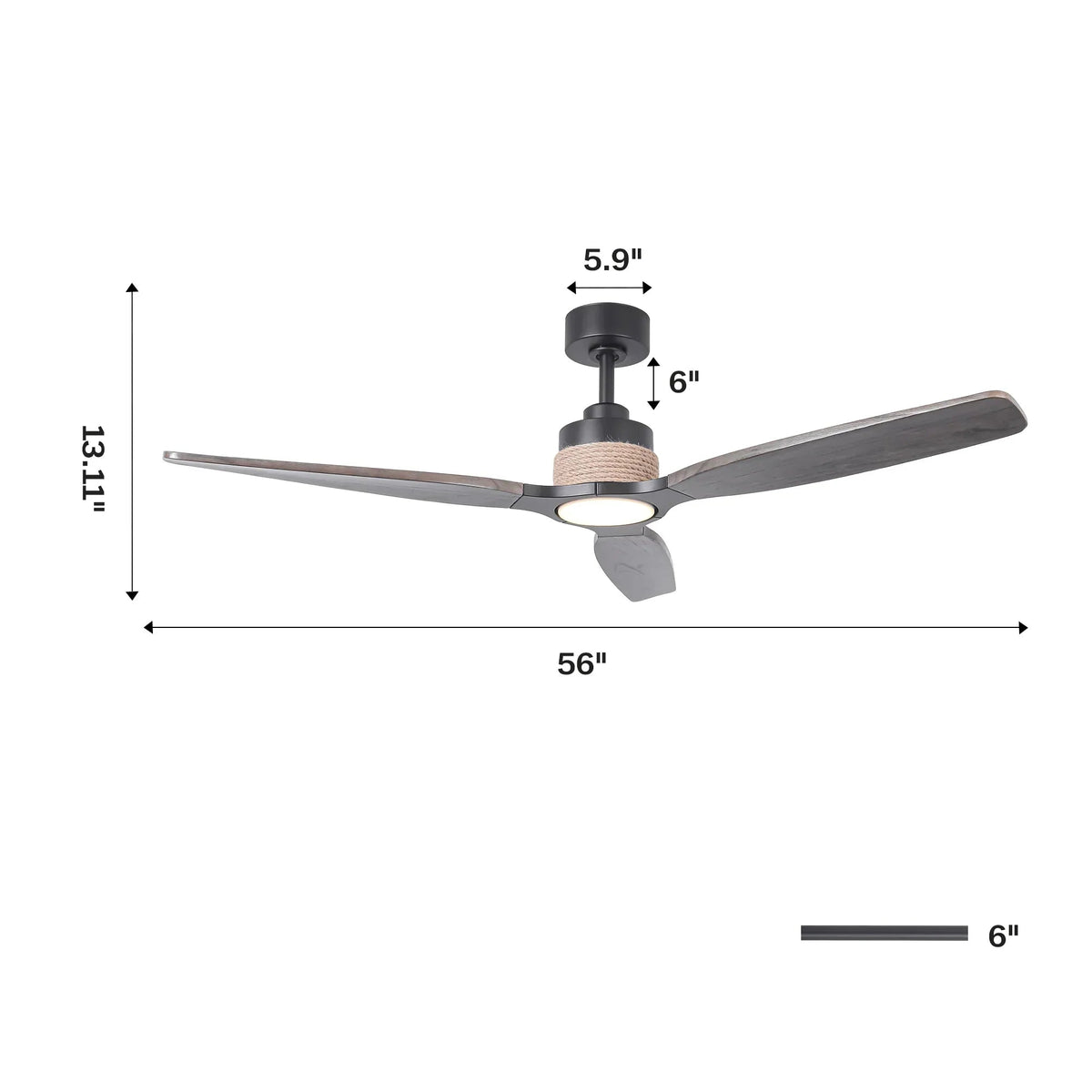 Parrot Uncle 56-Inch Louise Downrod Mount LED Ceiling Fan with Remote Control (F6015)