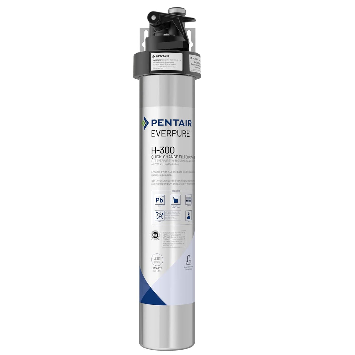 Everpure H-300 quick-change drinking water filter cartridge in silver