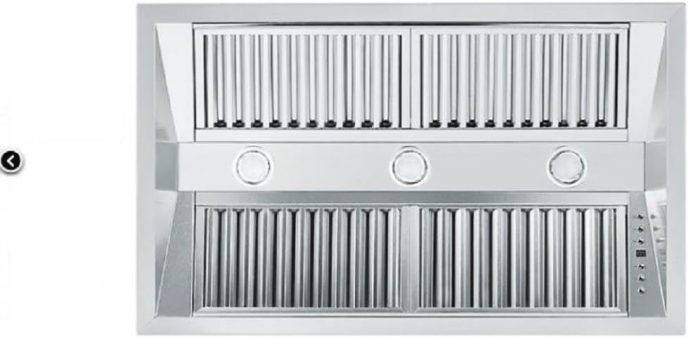 Range hood insert front grille with three round control knobs