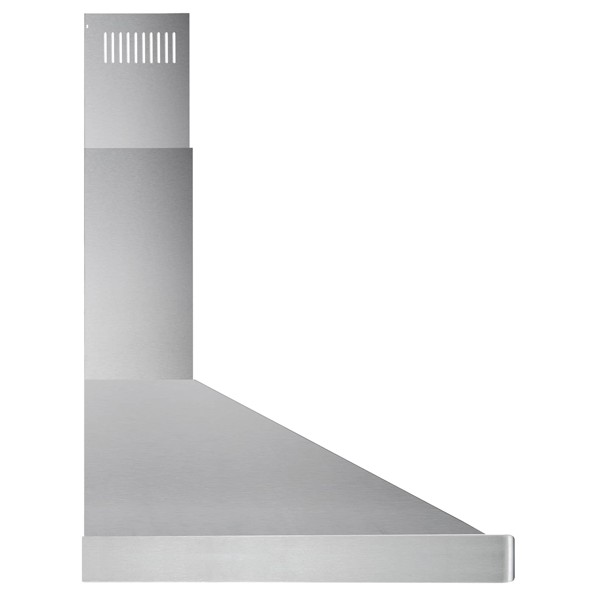Stainless steel range hood chimney and canopy with clean side profile