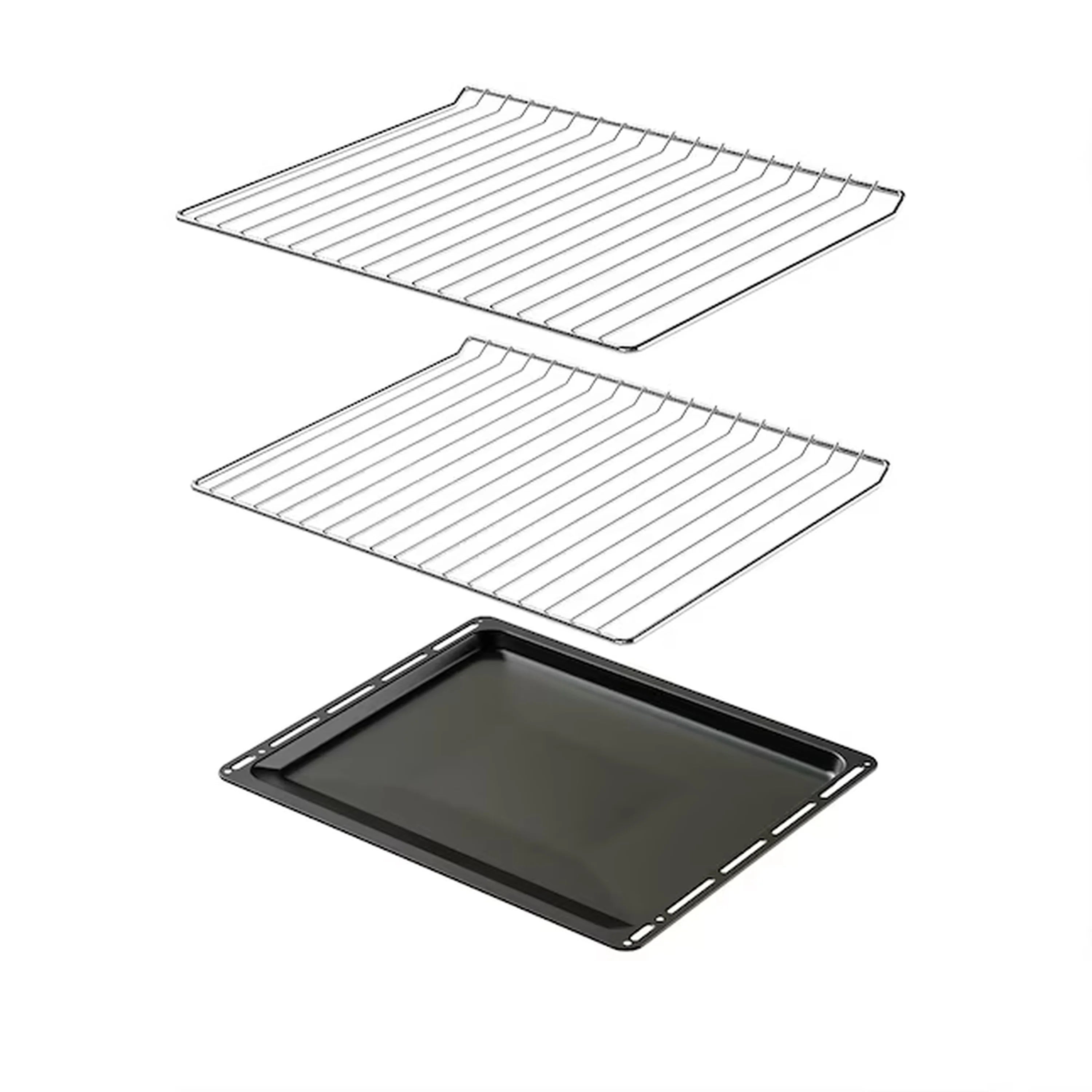 Oven accessories set: two wire racks and a baking tray for a wall oven