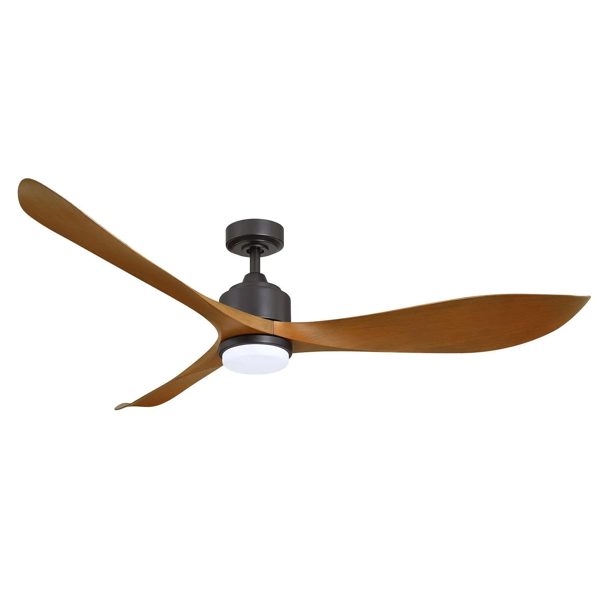 Oil-rubbed bronze ceiling fan with 3 blades and frosted LED light panel