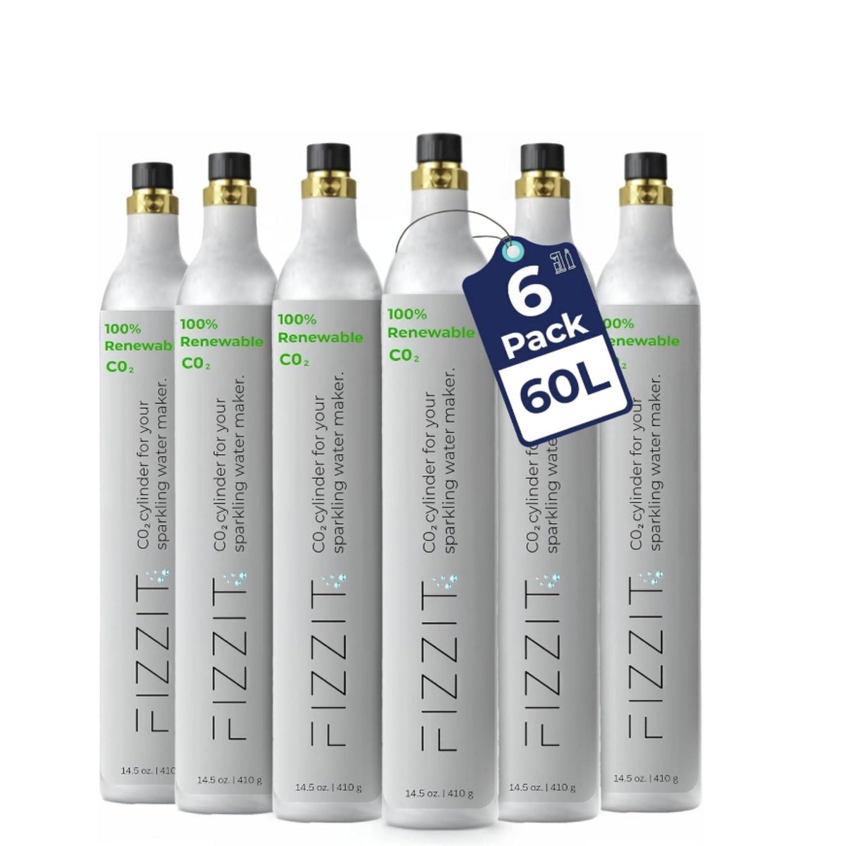 Fizzit 60L CO2 Cylinder Bulk Pack for Threaded Soda Makers