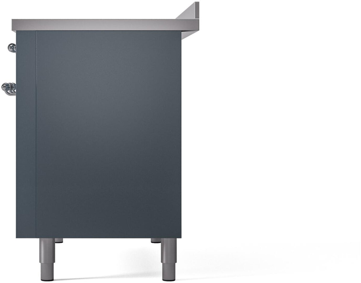 Blue gray freestanding induction range cabinet side panel with leveling feet