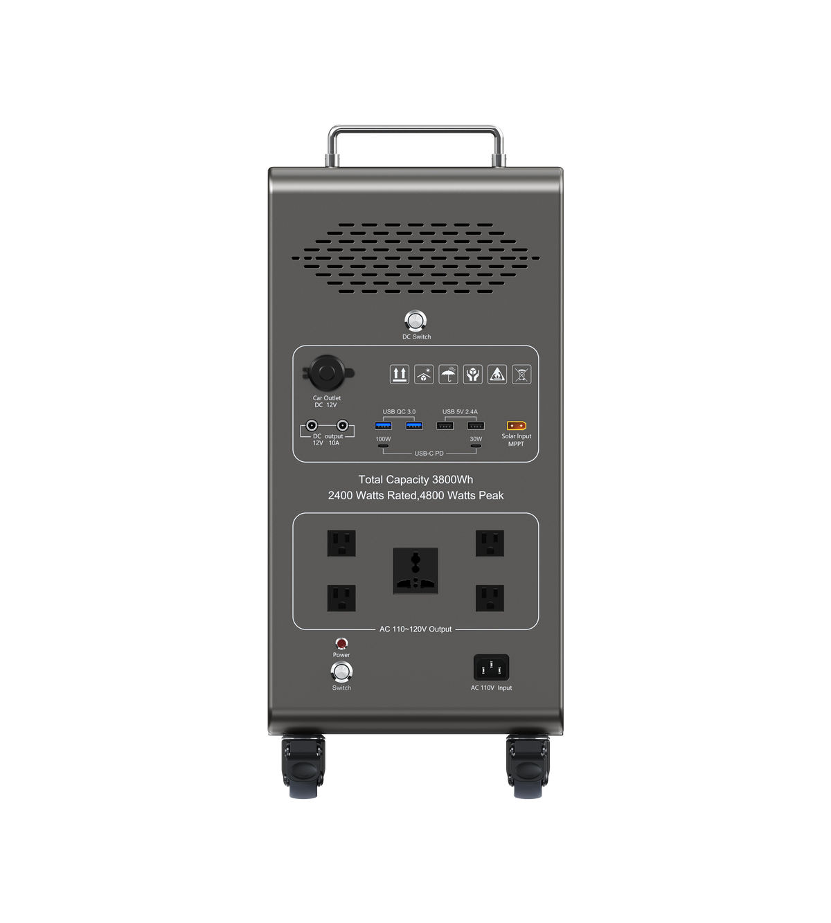Dory Power Sentry PLUS Portable Solar Generator, 3800Wh LiFePO4 Battery, 120V 2400W AC Output