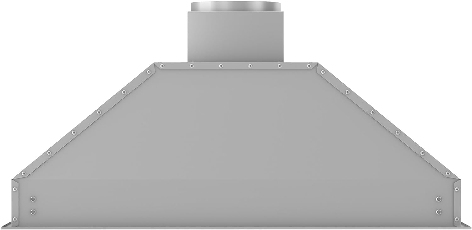 Stainless steel range hood insert top cover with duct collar
